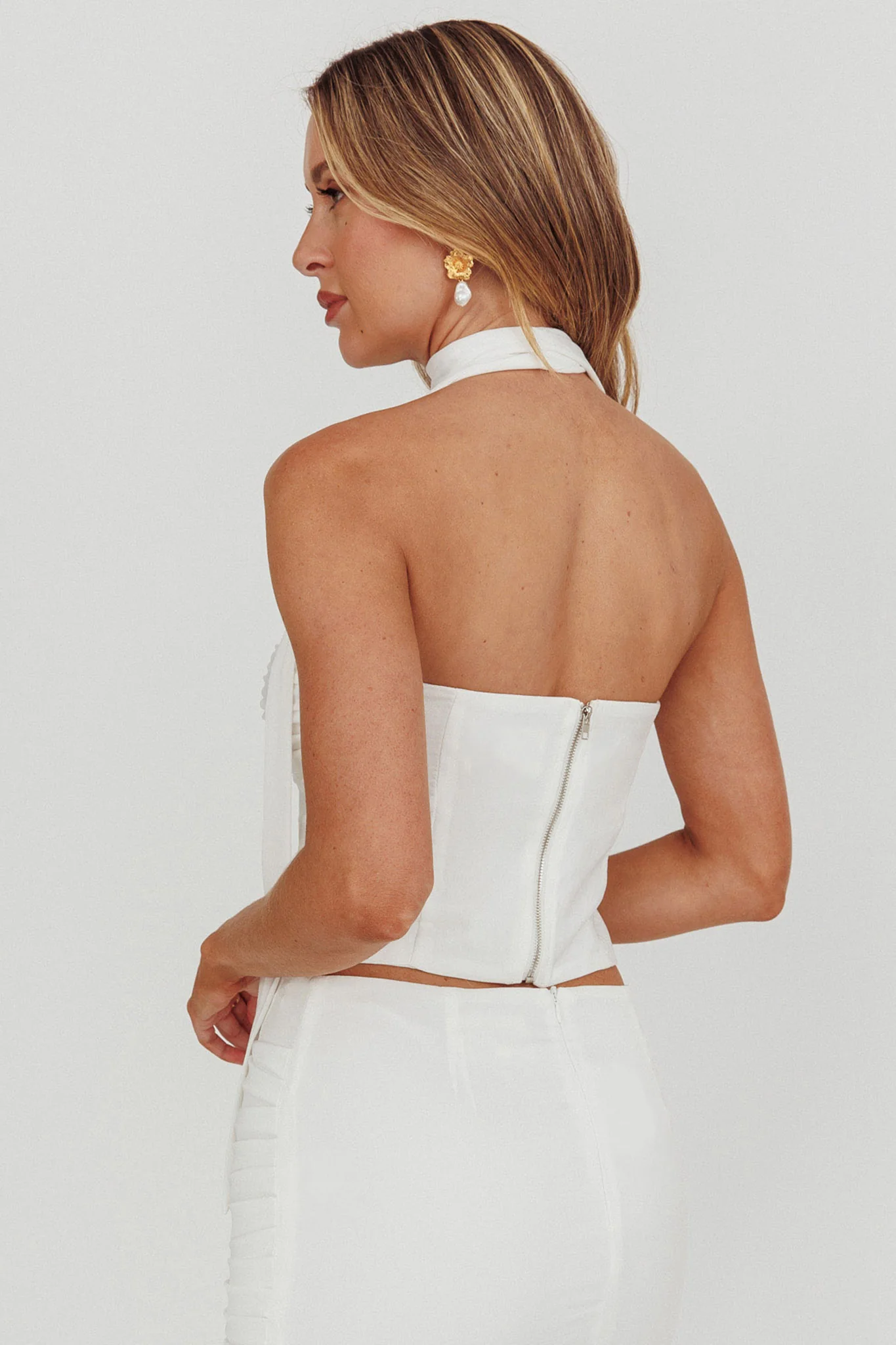 Charise Strapless Neck Tie Top Ivory - Seraphlike
