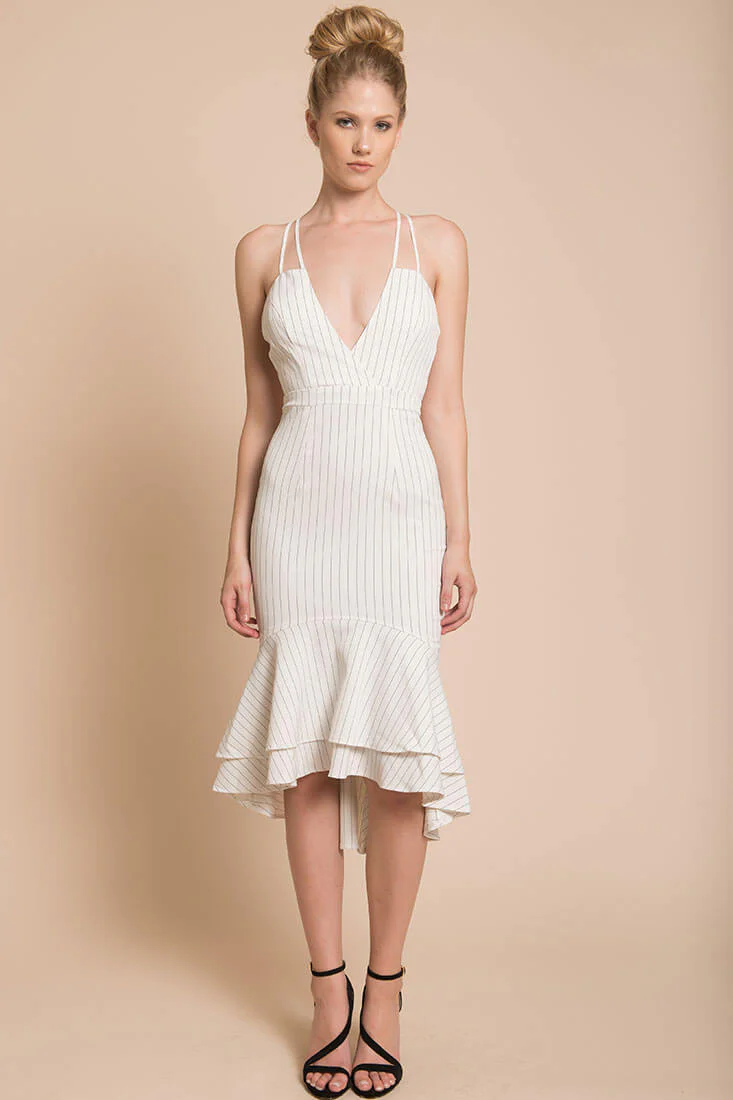 Avery Thin Strap Wedding Guest Dress White - Seraphlike
