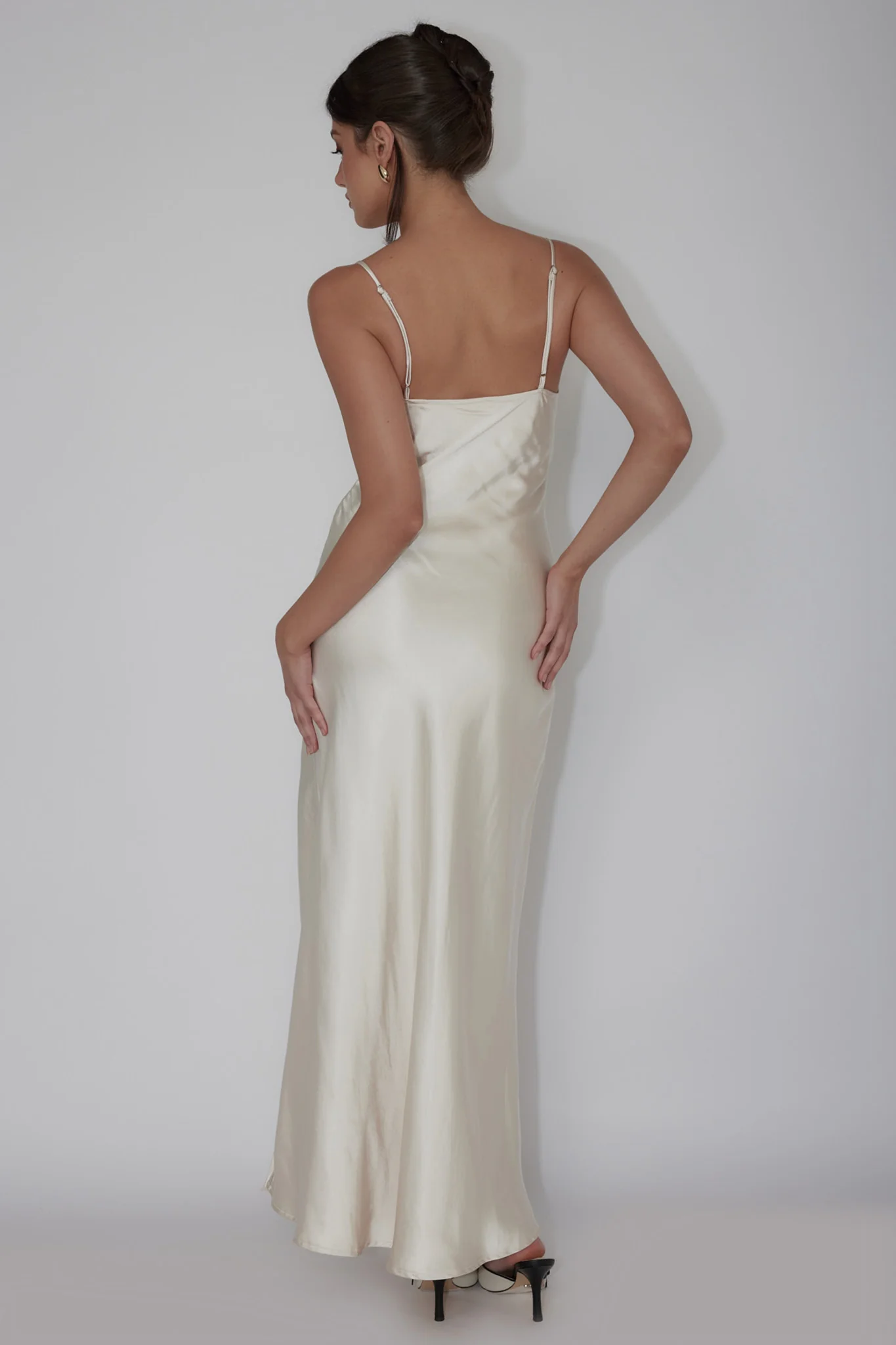 Amity Twist Bust Split Maxi Dress Champagne - Seraphlike