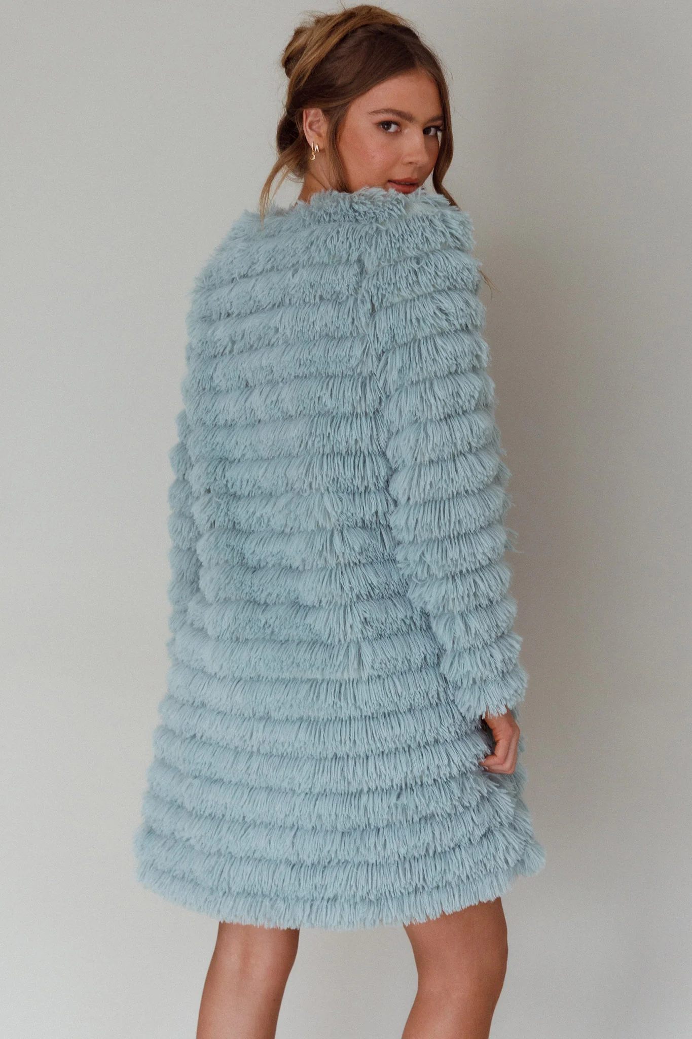 Montana Faux Fur Long Jacket Matcha - Seraphlike