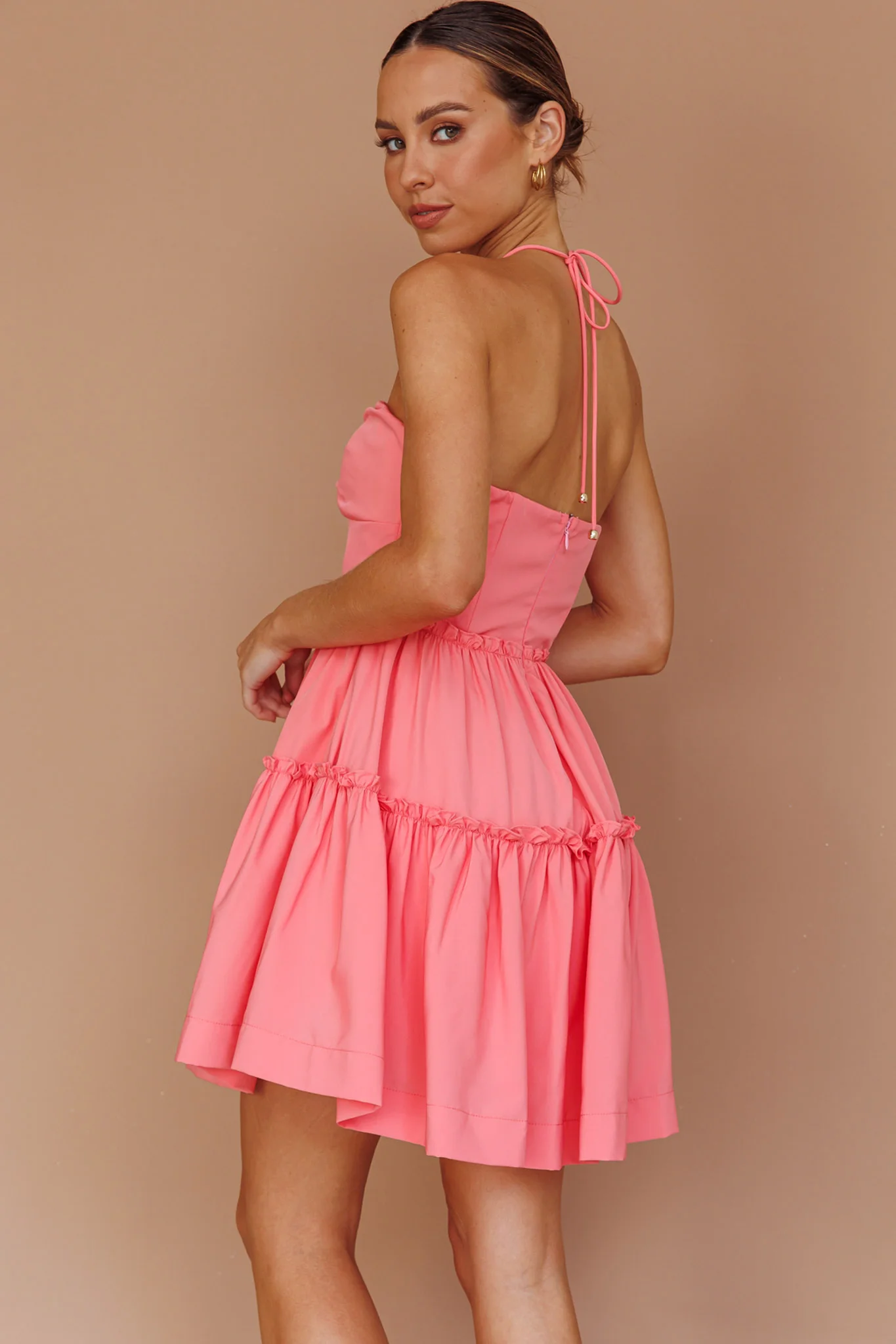 Horizons Frill Trim Mini Dress Pink - Seraphlike