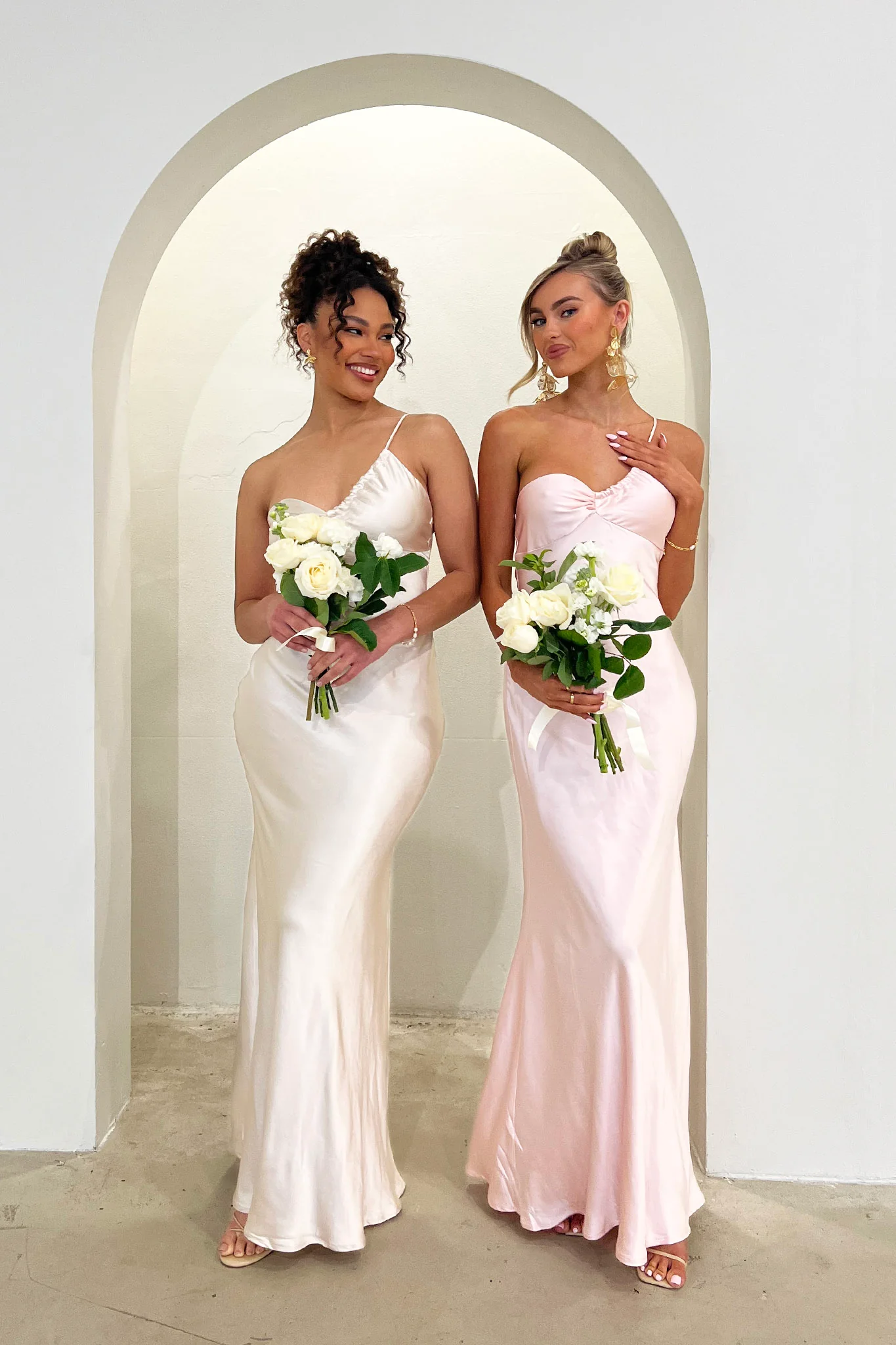 Twilight Tango One-Shoulder Maxi Dress Blush - Seraphlike