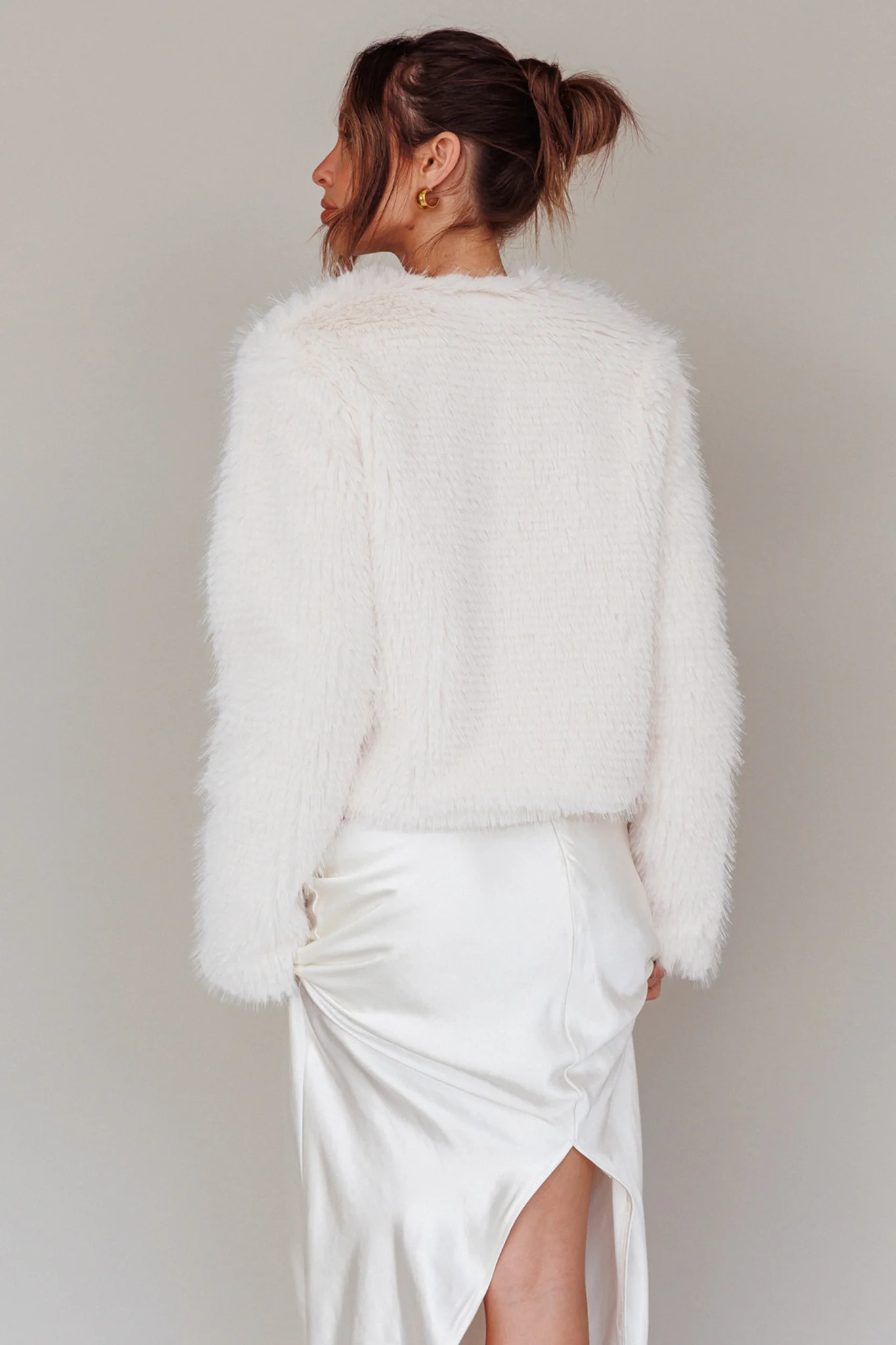 London Day Faux Fur Jacket Cream - Seraphlike