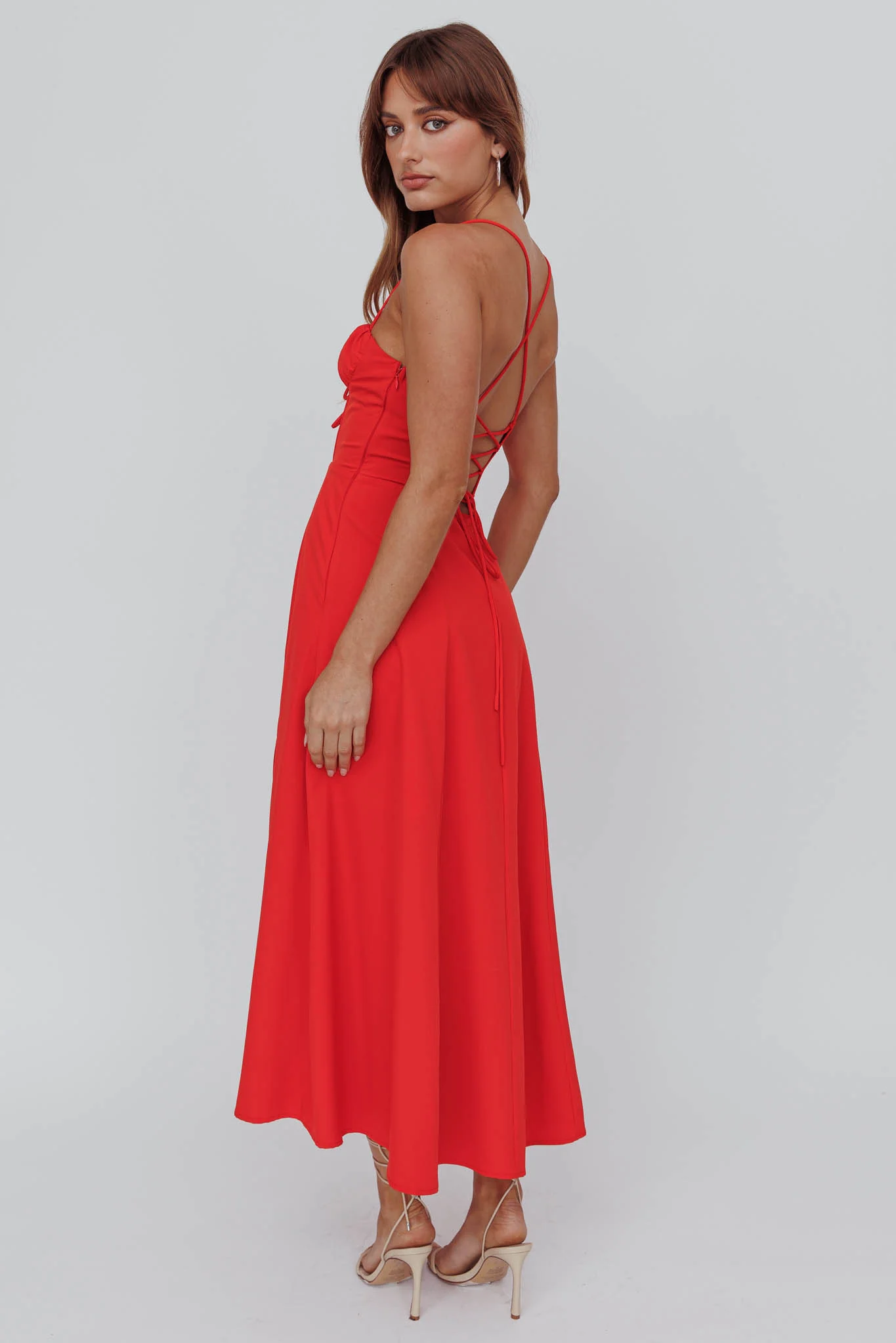Euro Summer Split Hem Midi Dress Red - Seraphlike