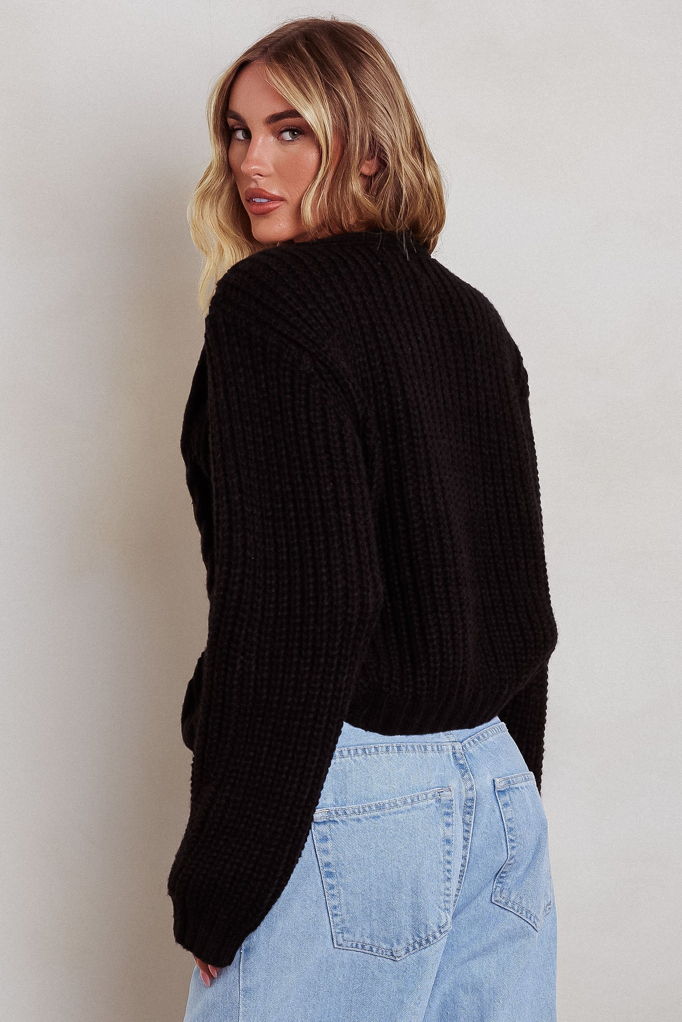 Prime Time Cable Knit Cardigan Black - Seraphlike