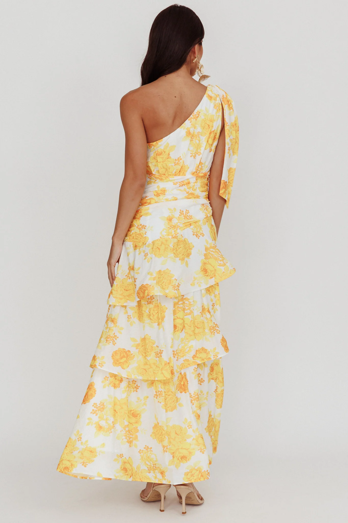 Kenny One Shoulder Tiered Maxi Dress Yellow - Seraphlike