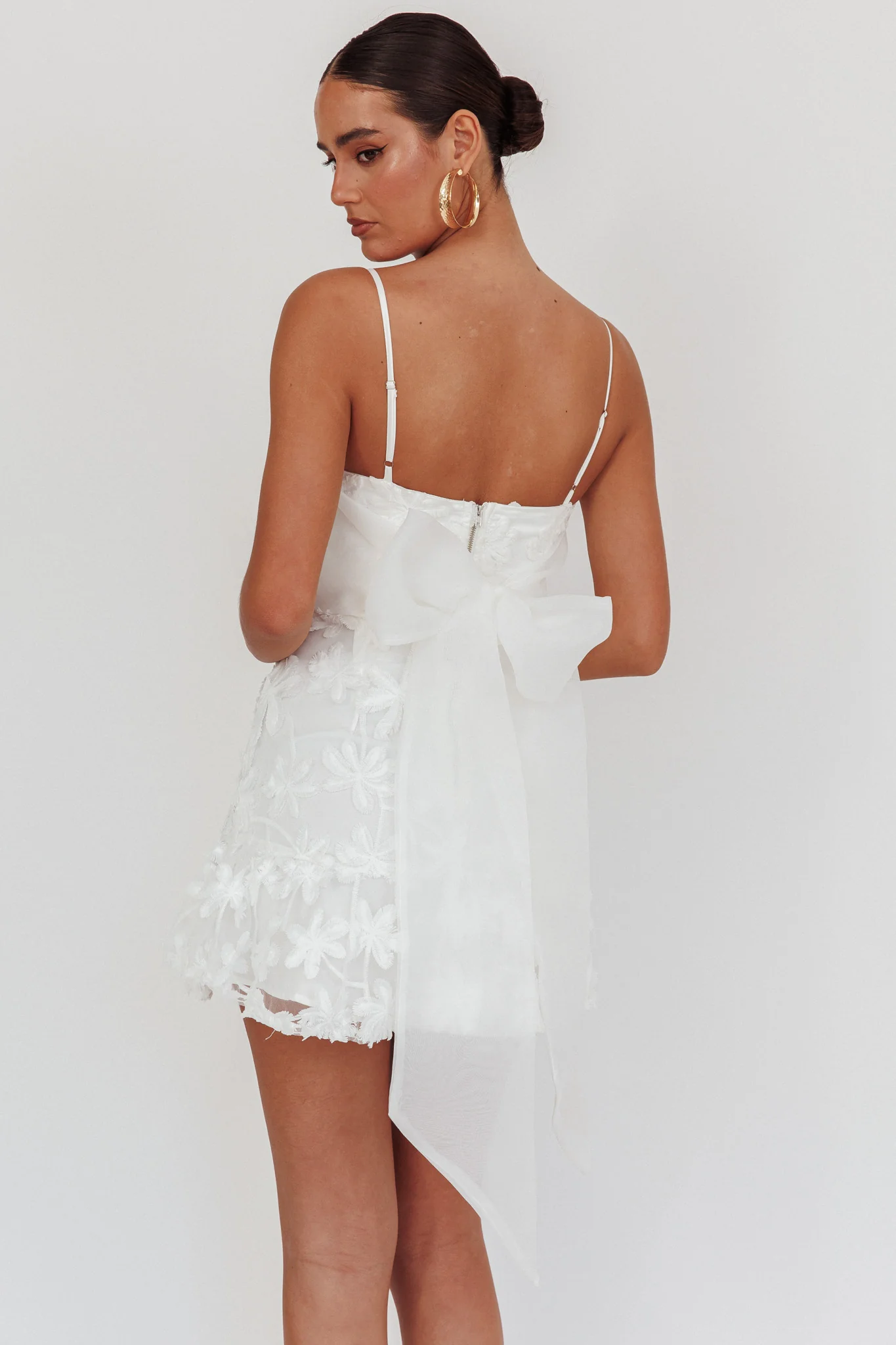 Dori Embellished Mini Dress Palm Tree White - Seraphlike