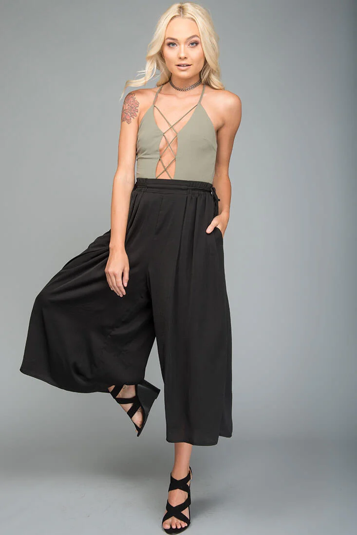 Lucy Loose Fit Wide Leg Pants Black - Seraphlike
