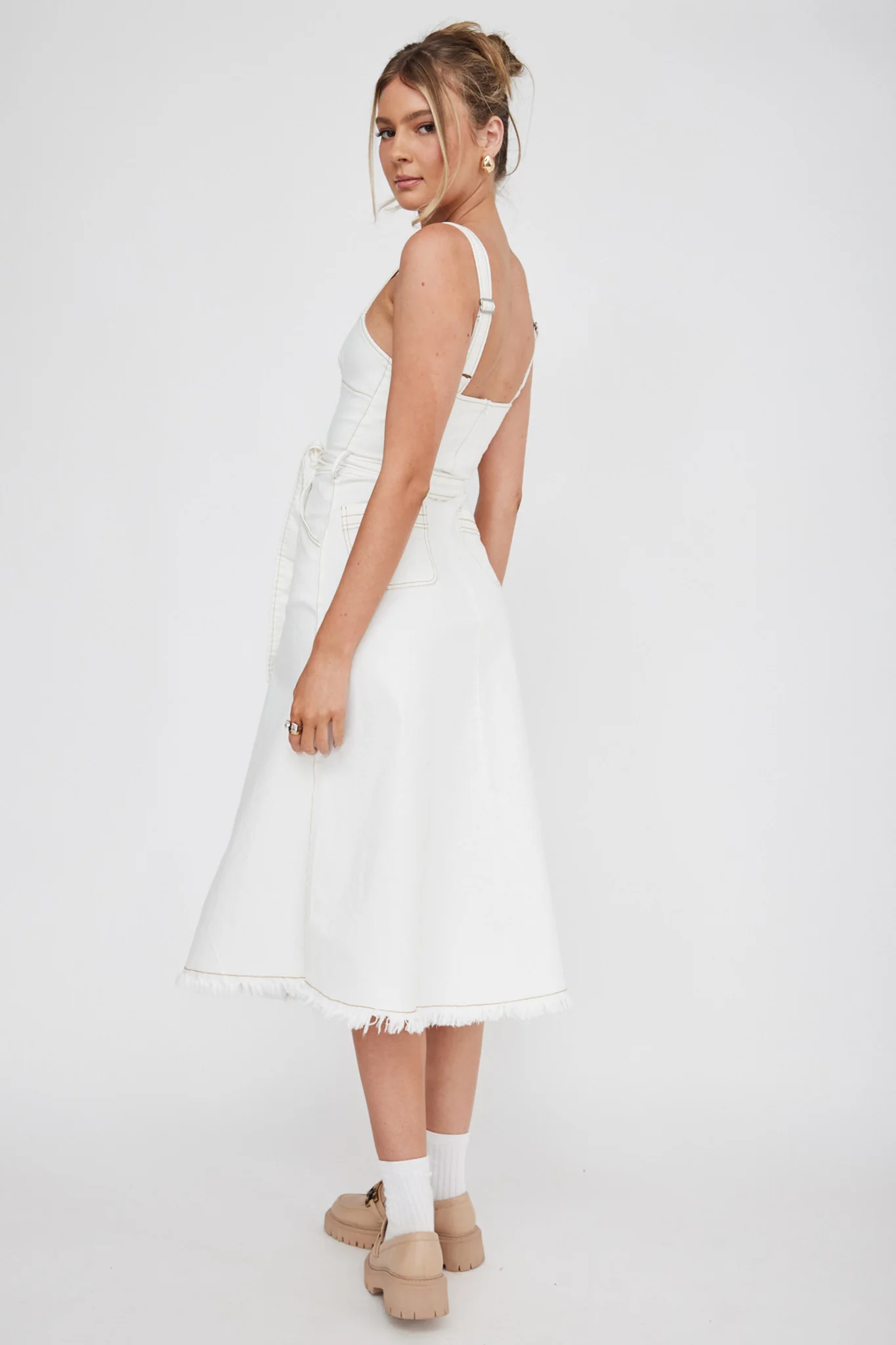 Zenyl Raw Hem Midi Dress Butter - Seraphlike