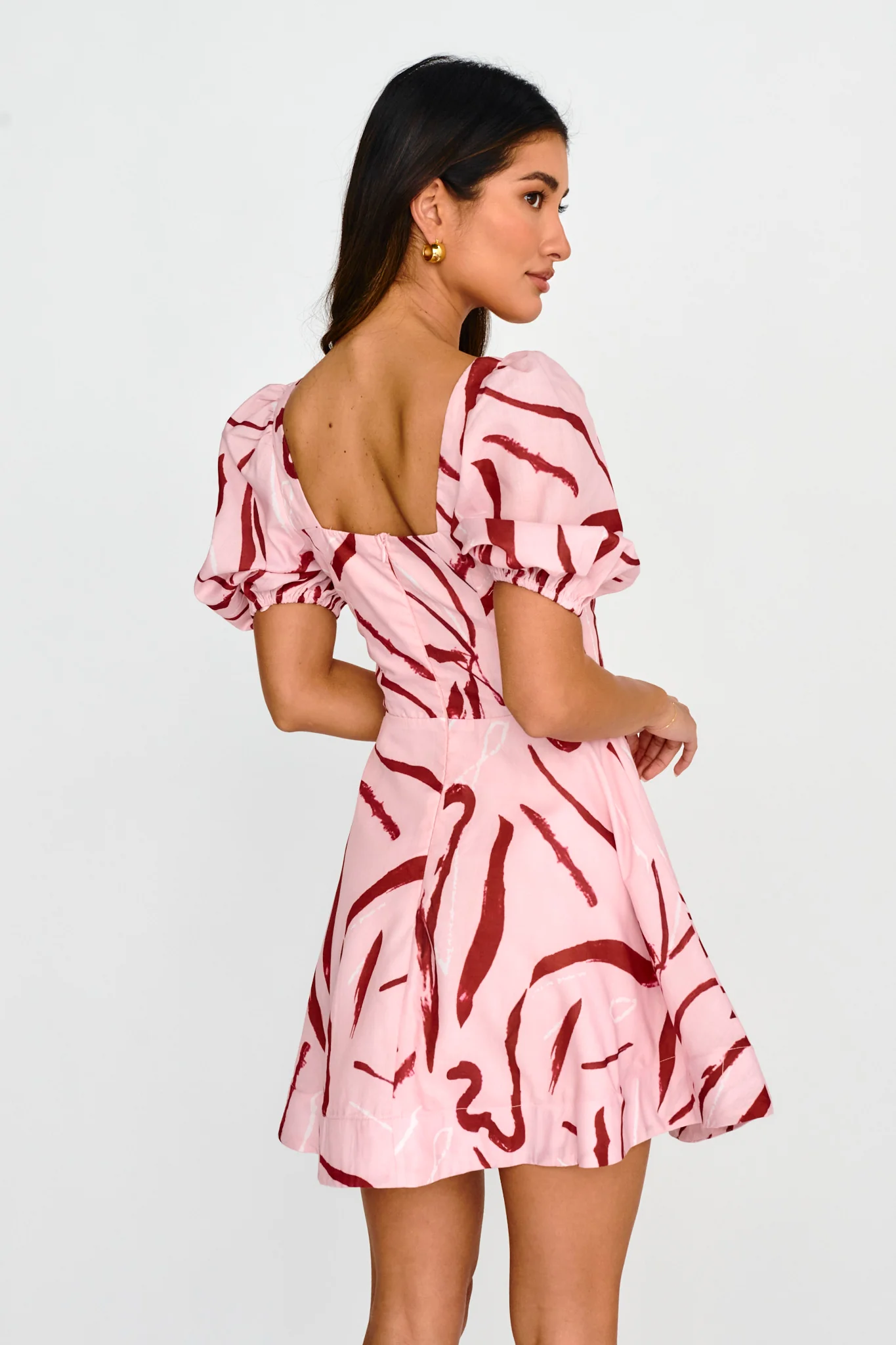 Truelove Puff Sleeve A-Line Mini Dress Pink - Seraphlike