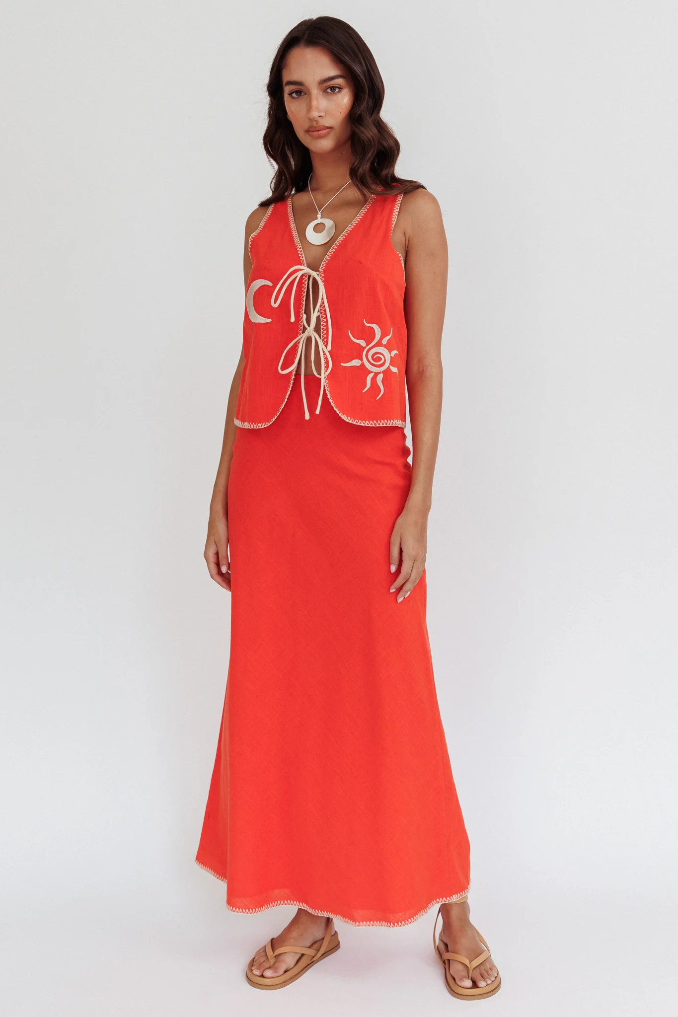 Dose Of Sunshine Blanket Stitch Skirt Orange - Seraphlike