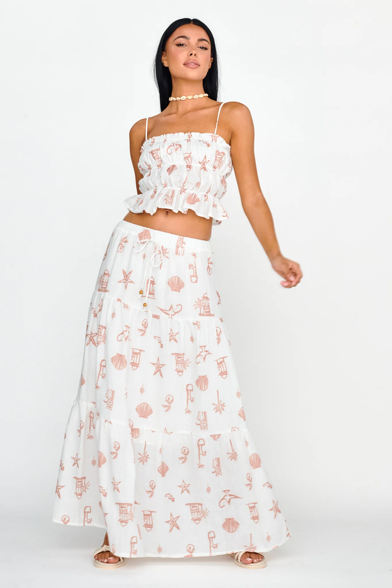 South Bay Maxi Skirt Print Mocha - Seraphlike