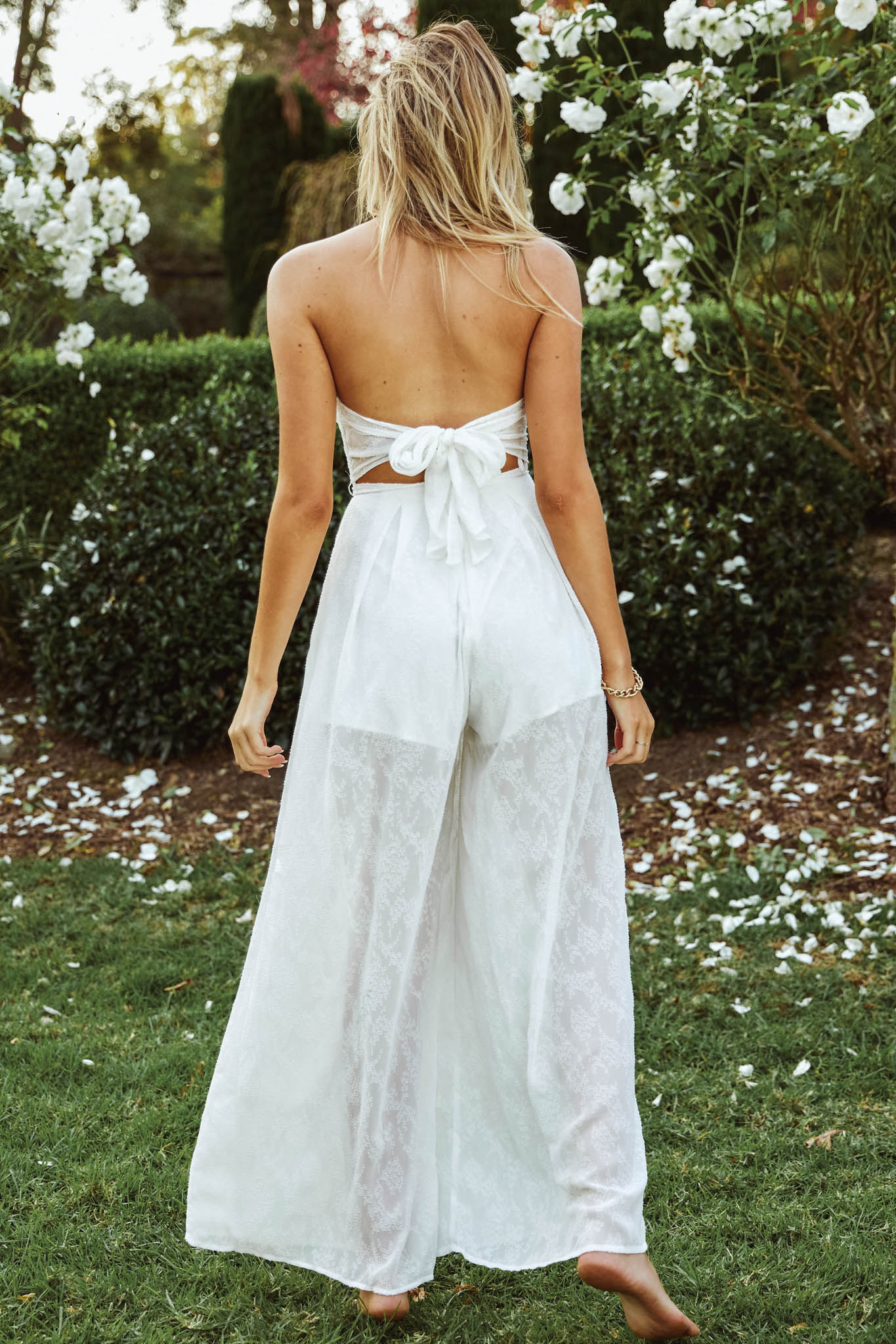 La Galerie Pintuck Pleat Bandeau Jumpsuit White - Seraphlike