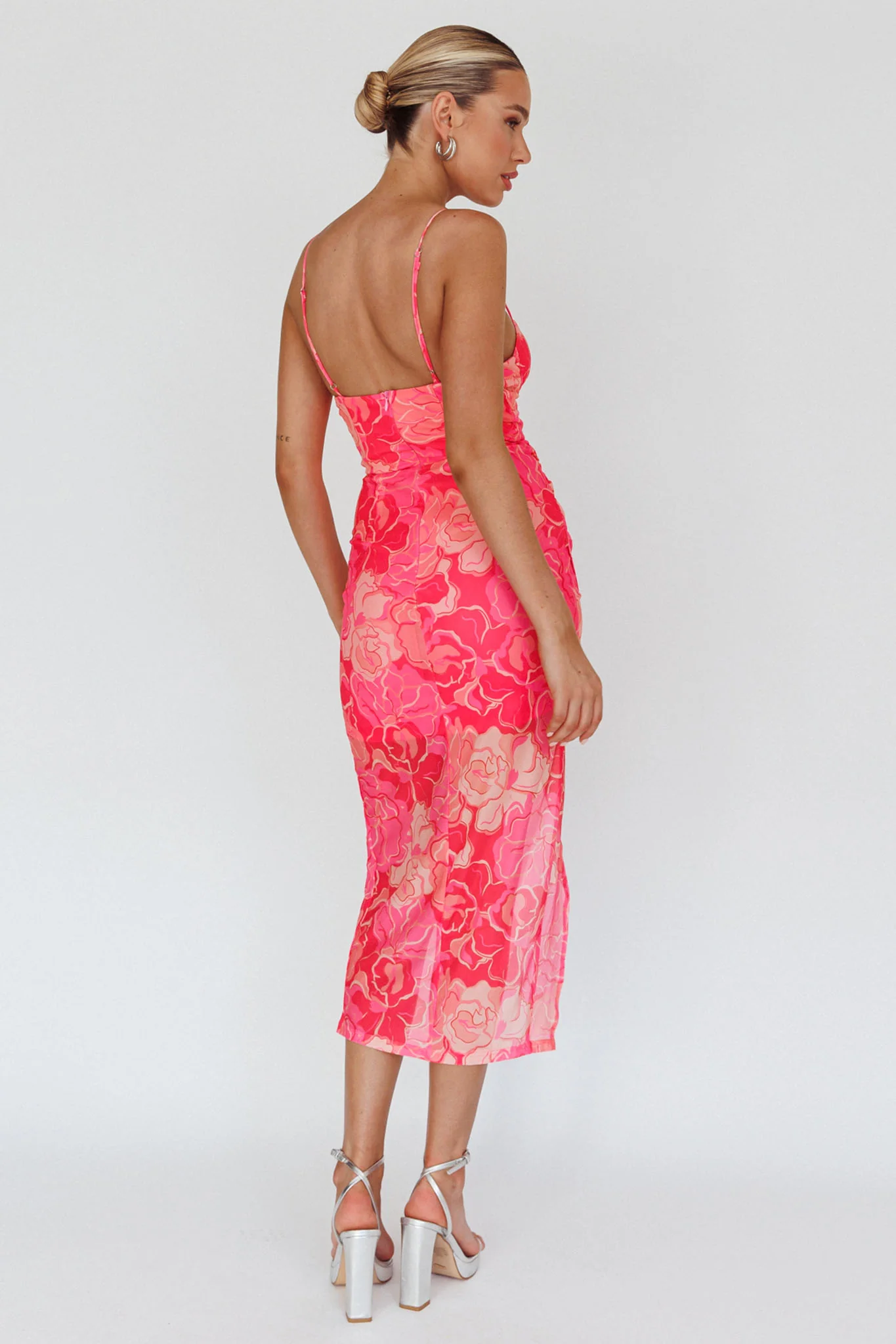 Westwood Split Front Maxi Dress Floral Pink - Seraphlike