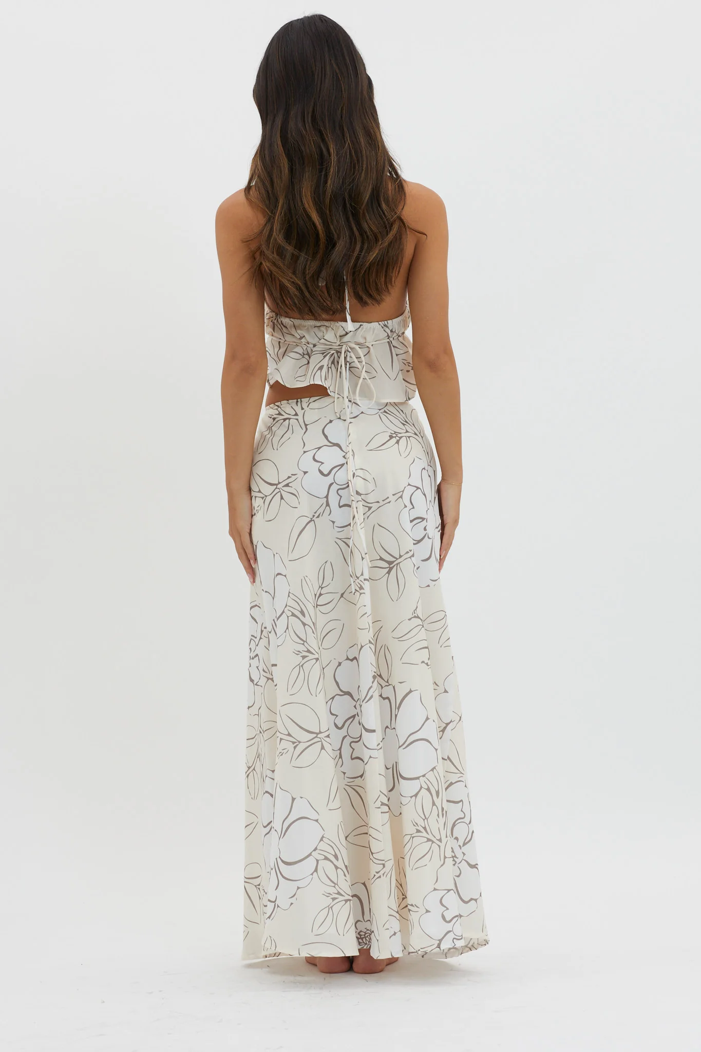Kika Maxi Skirt Floral Cream - Seraphlike