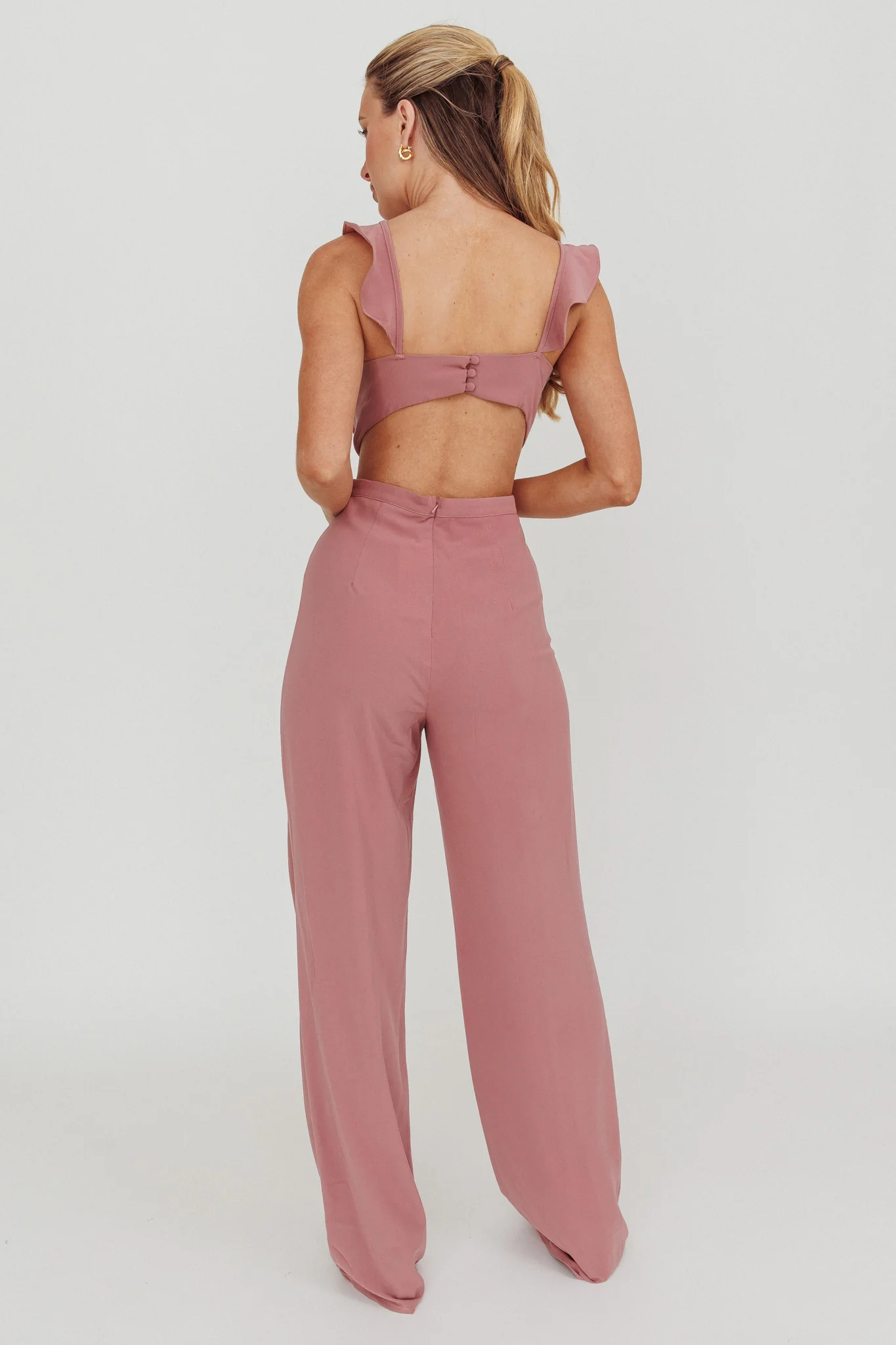 Kiss Me Sleeveless Ruffle Jumpsuit Pink - Seraphlike