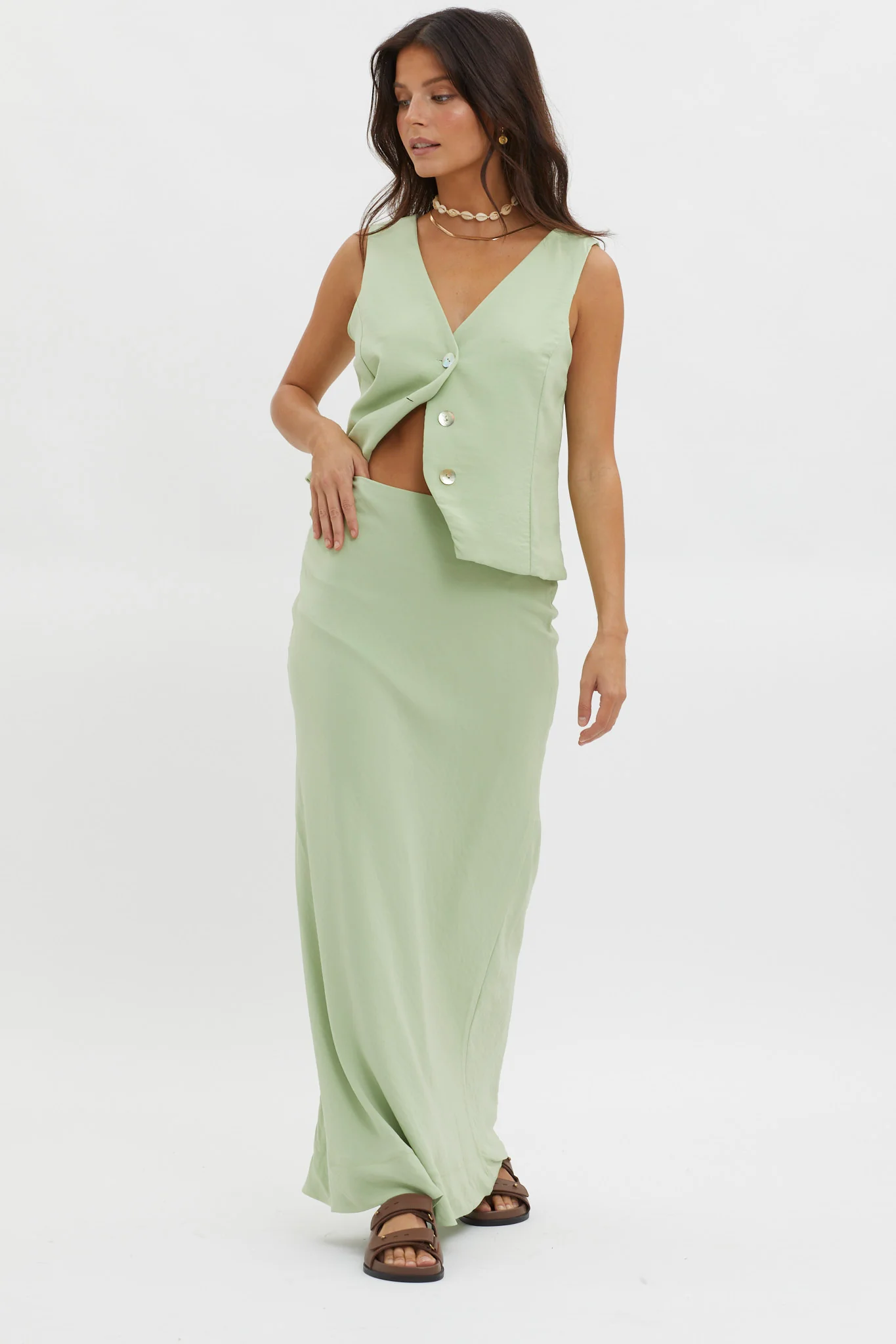 Philomena Midi Skirt Sage - Seraphlike