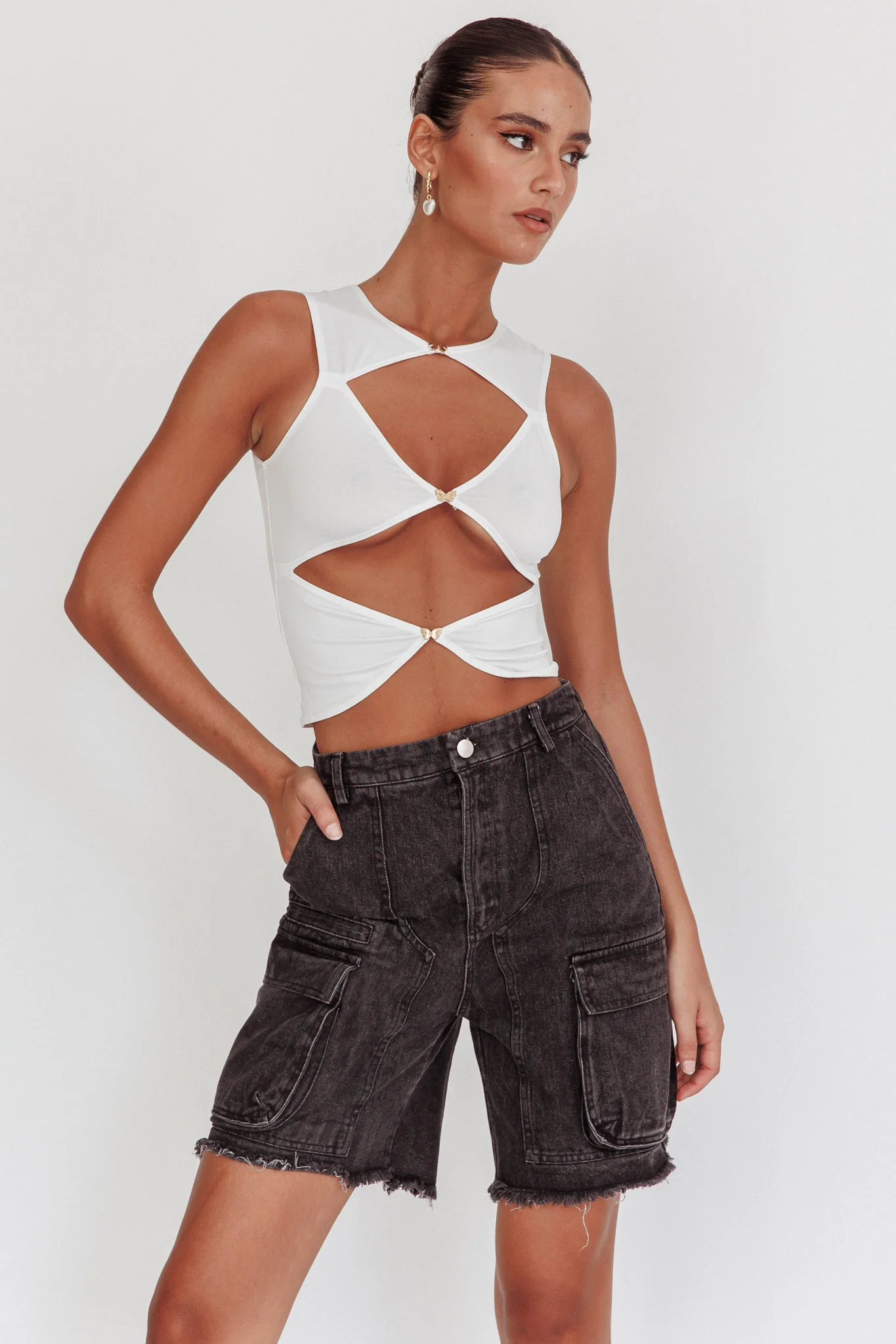 Tardy Cargo Short Jorts Black - Seraphlike