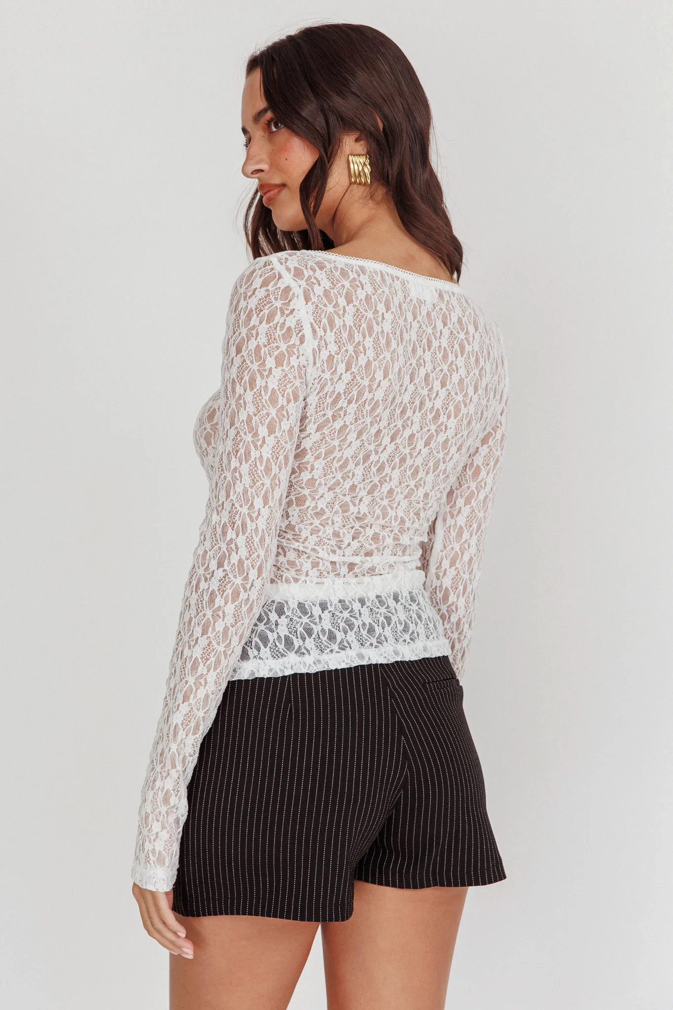 Starlit Sheer Lace Top White - Seraphlike