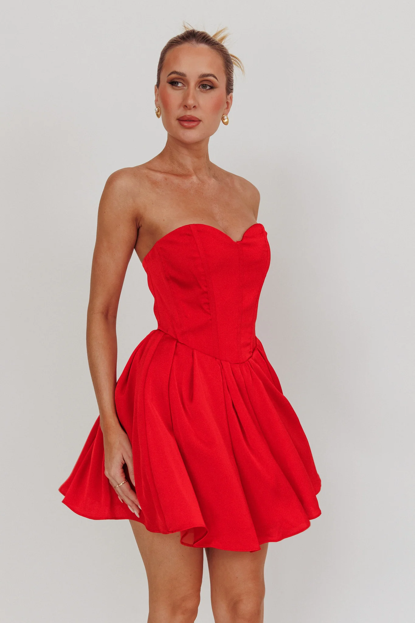 What I Like Sweetheart Neckline Mini Dress Red - Seraphlike