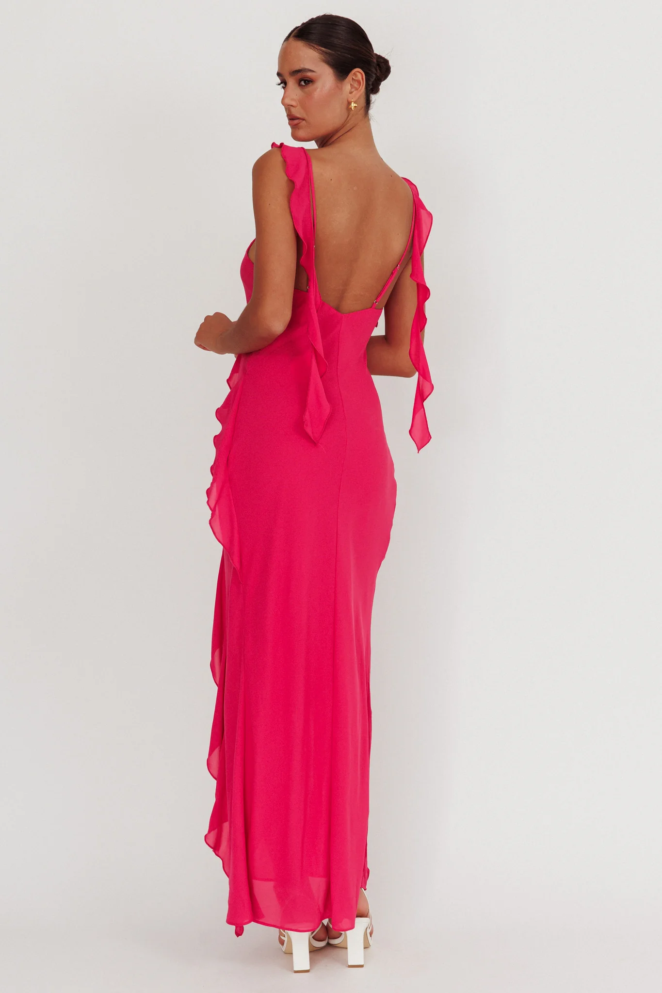 Joyride Ruffle Maxi Dress Magenta - Seraphlike