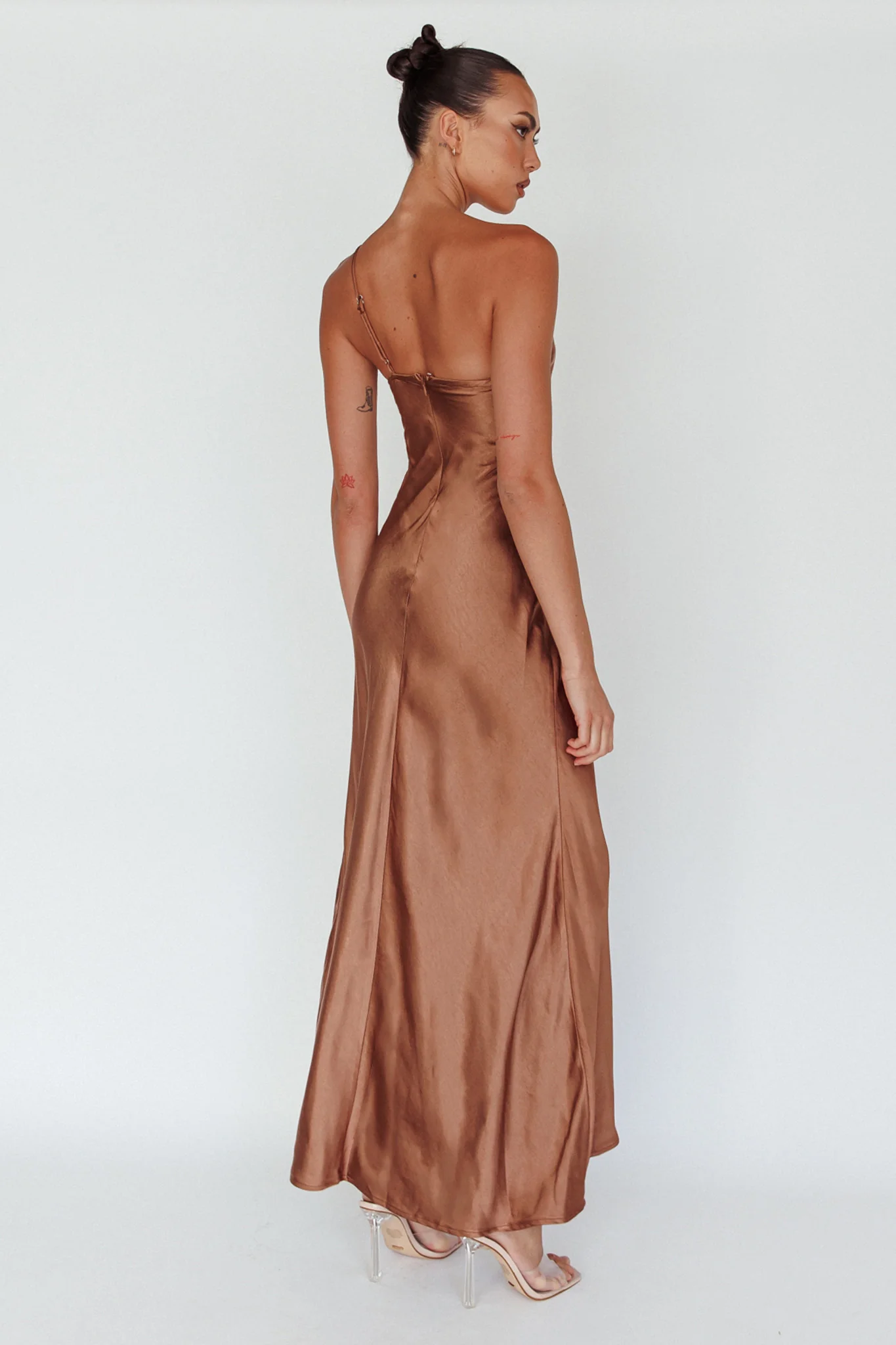 Twilight Tango One-Shoulder Maxi Dress Mocha - Seraphlike