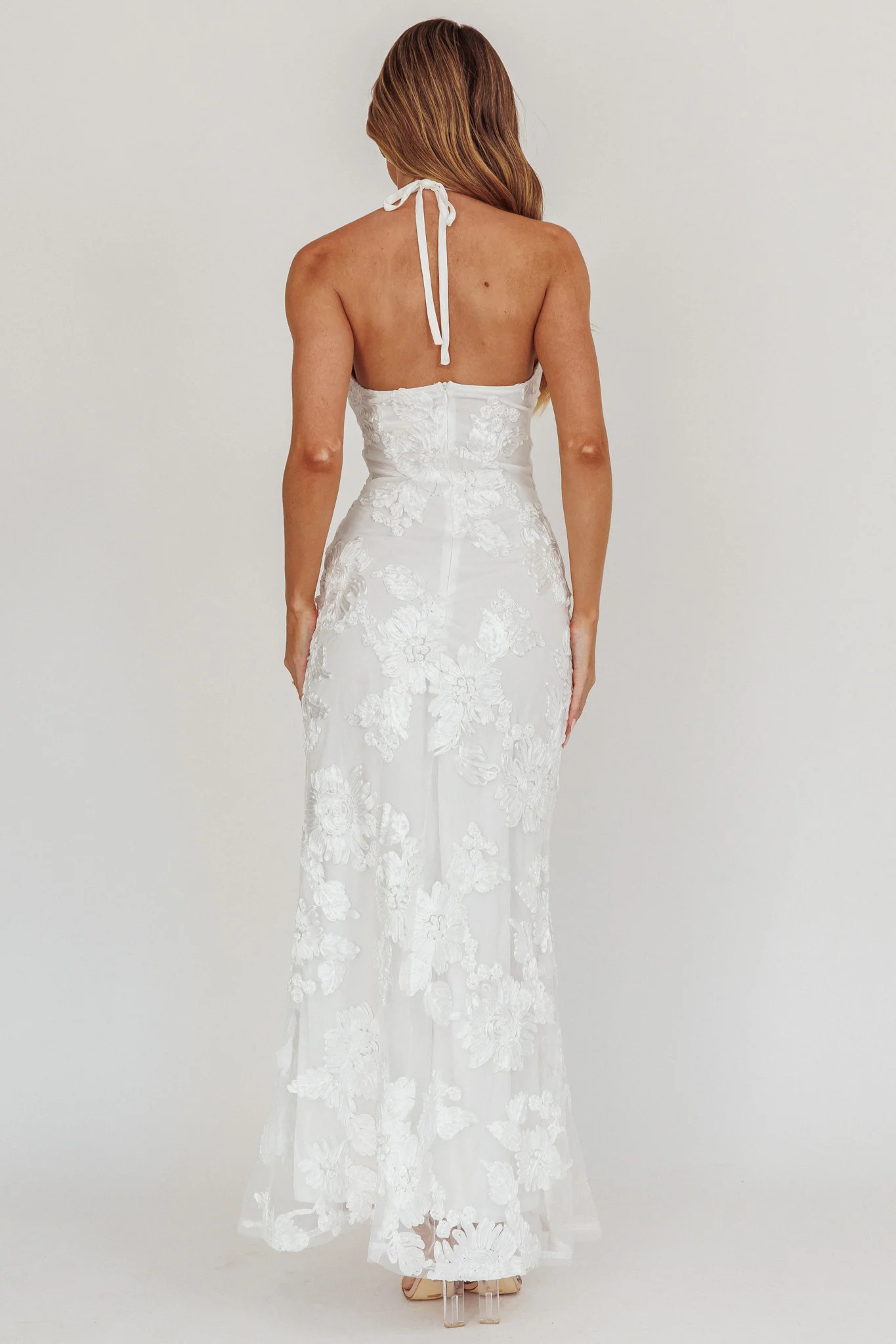 Your Affections Rosette Ribbon Embellished Maxi Dress White - Seraphlike