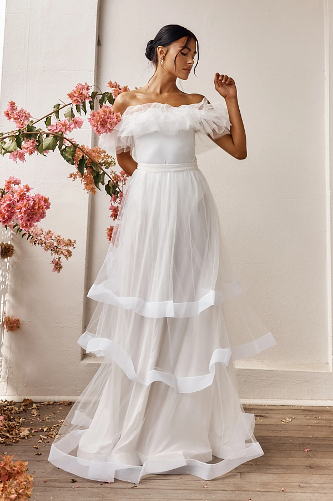 Watson Layered Maxi Skirt Off White - Seraphlike