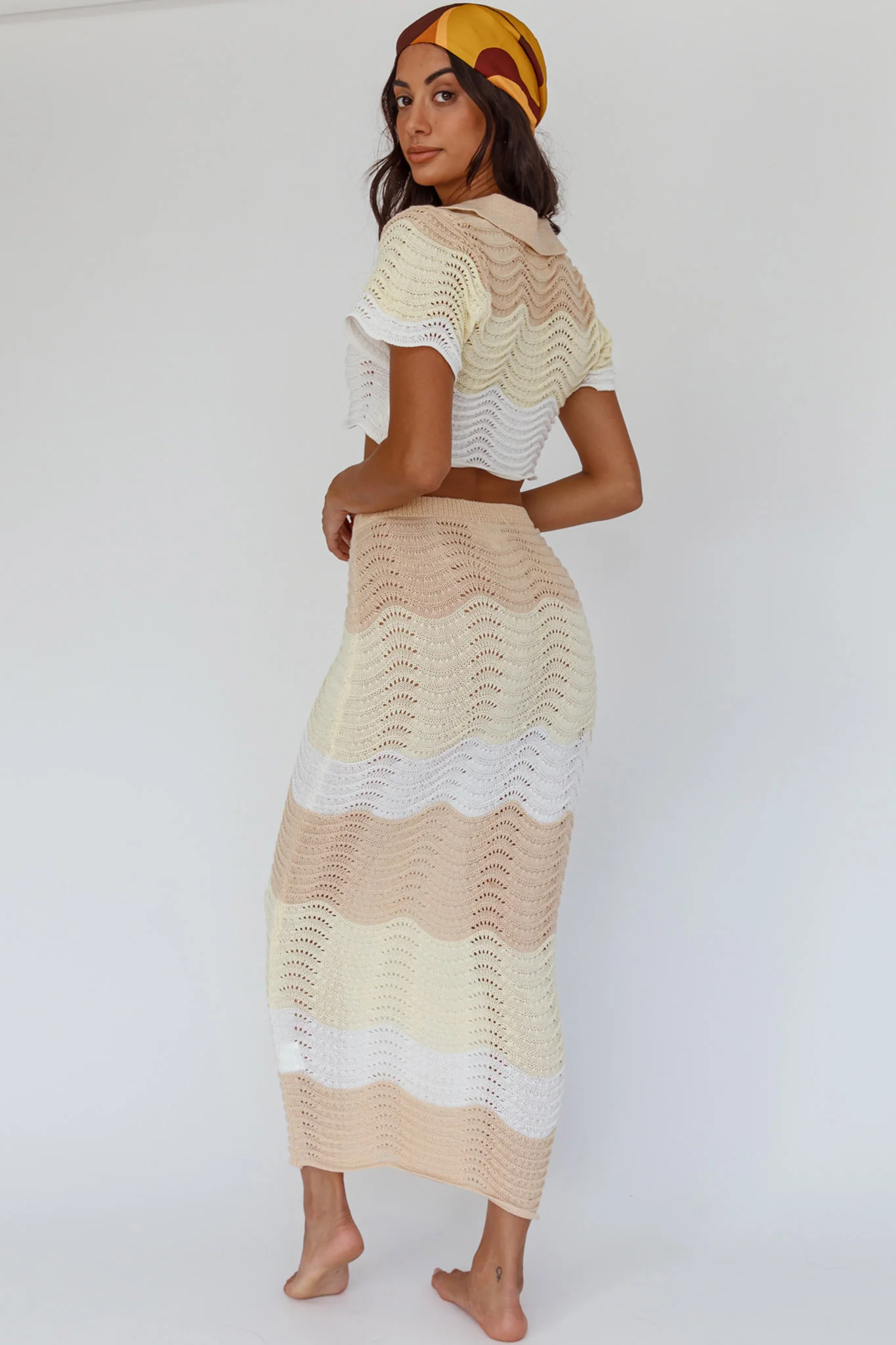 May Blooms Knit Maxi Skirt Lemon Butter - Seraphlike