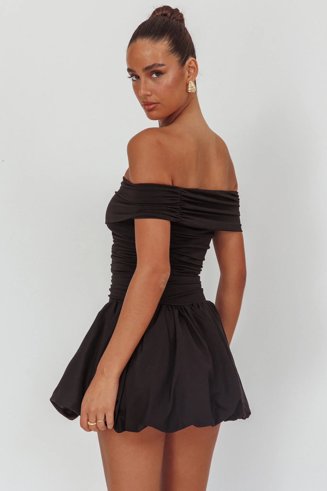 Dalayla Off-Shoulder Mini Dress Black - Seraphlike