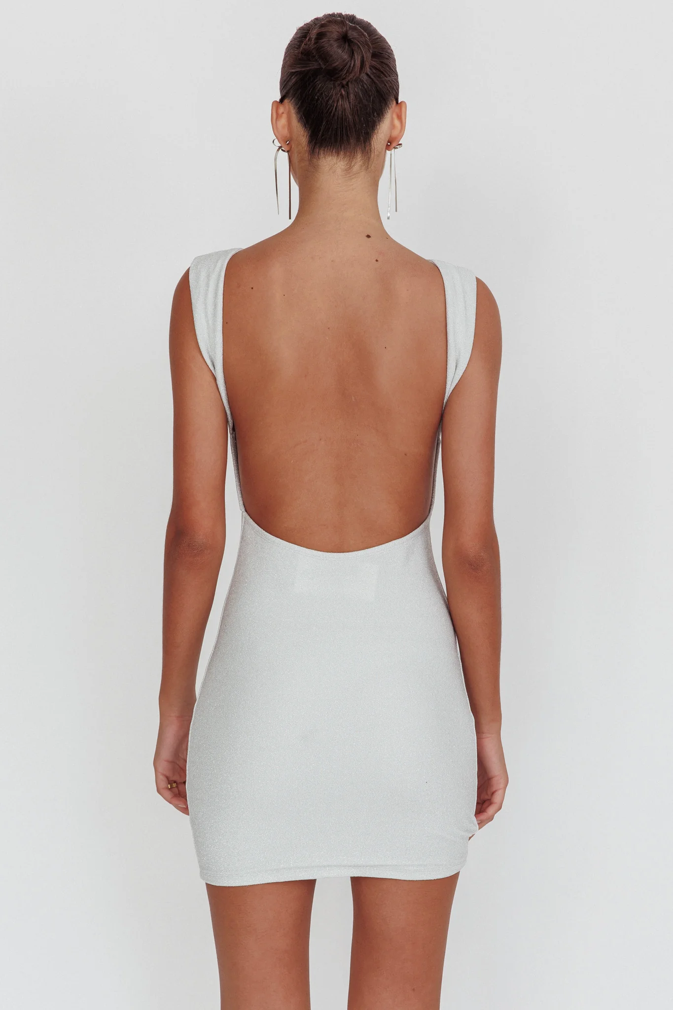 Ayda Backless Mini Dress Silver - Seraphlike