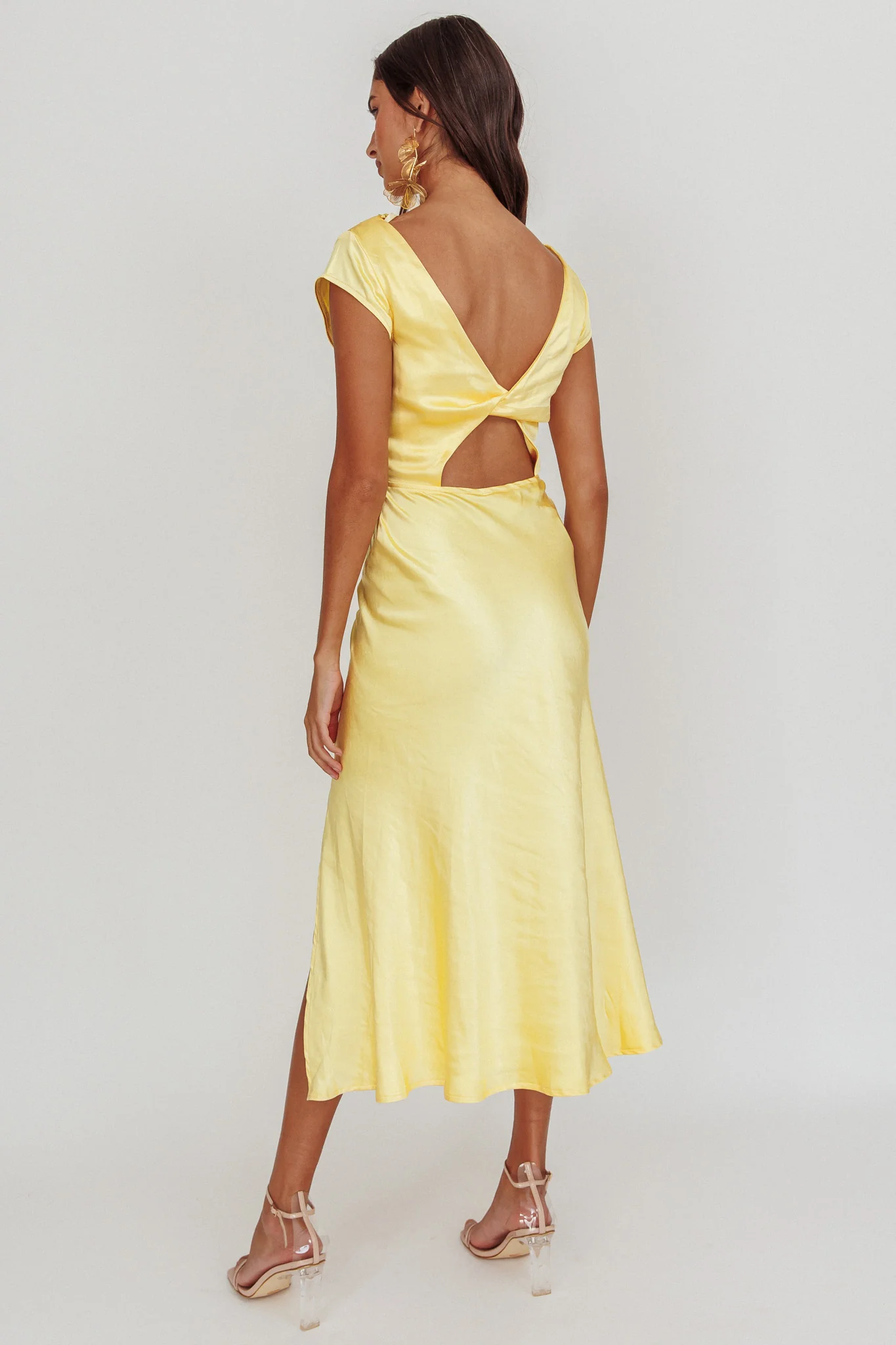 Lucinda Twist Back Midi Dress Butter - Seraphlike