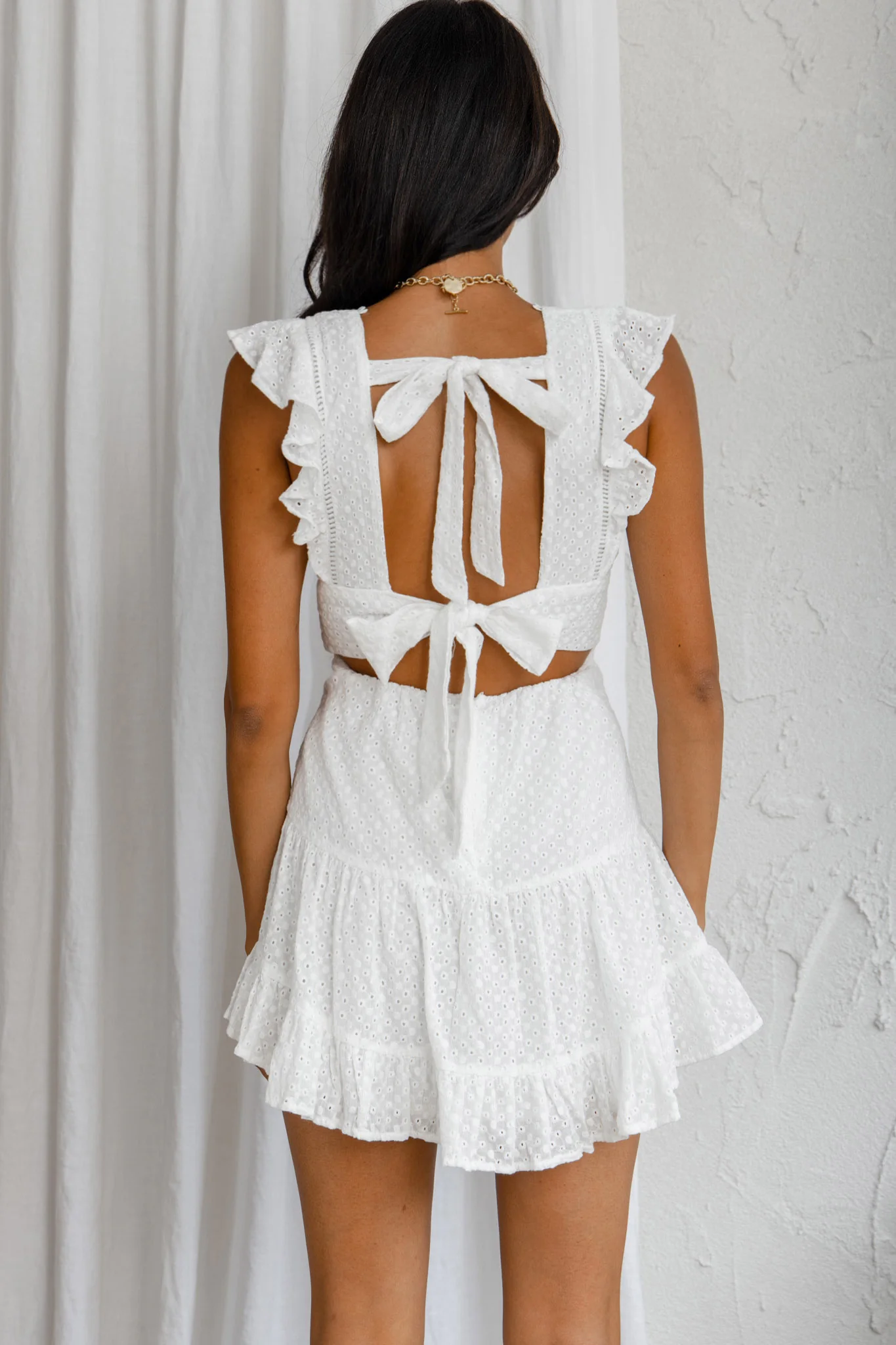 Sunshine Days Double Bow Back Dress White - Seraphlike