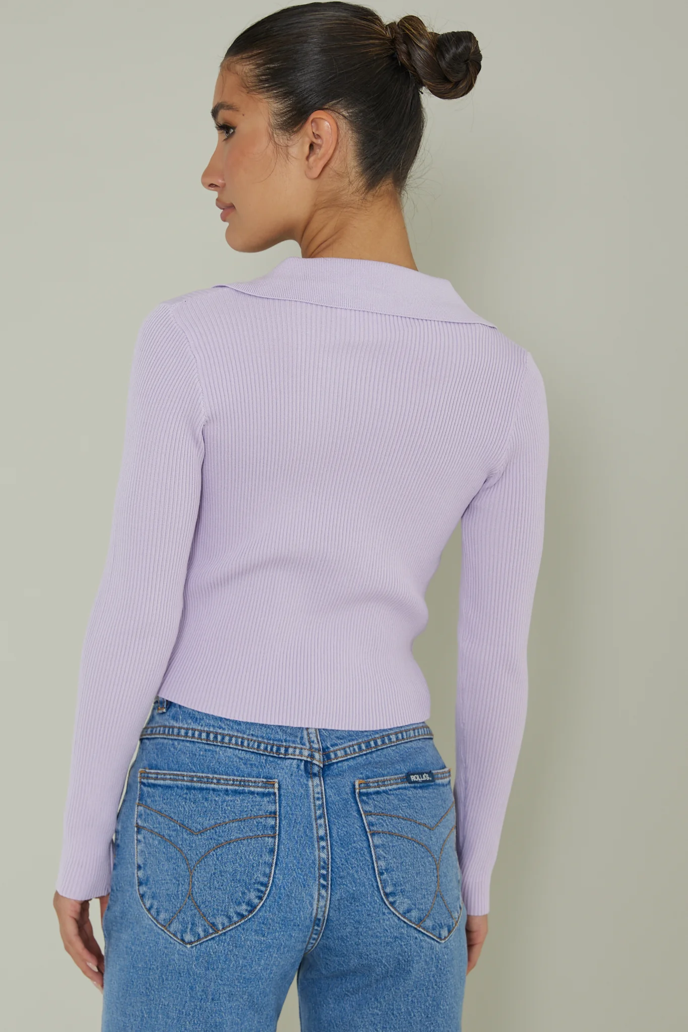 Lake Days Collared Knit Top Lilac - Seraphlike