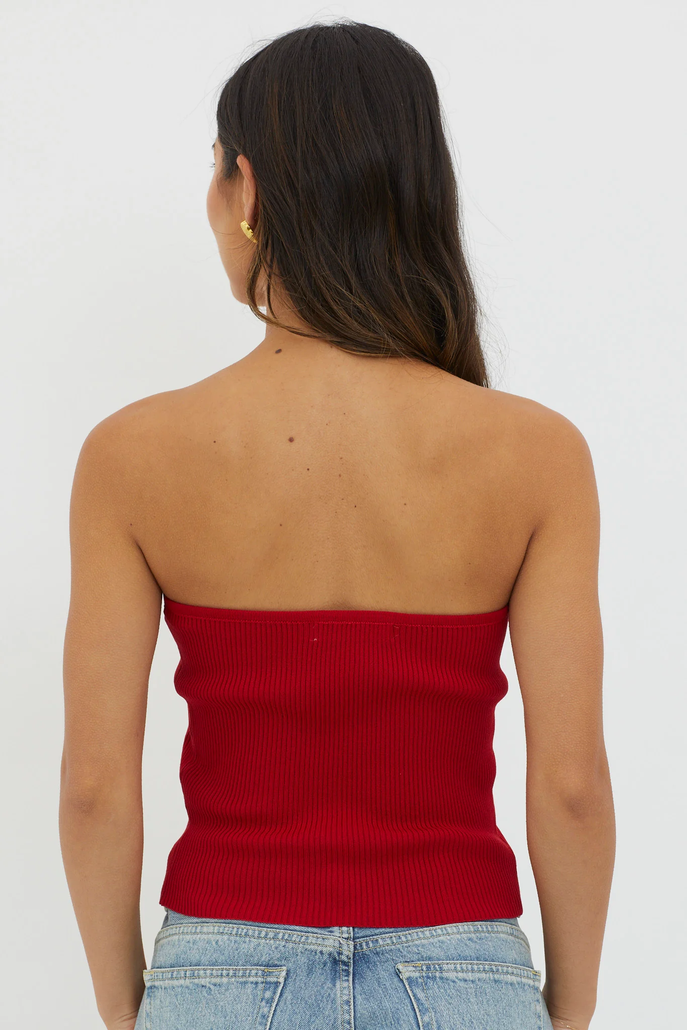 Flora Strapless Knit Top Wine - Seraphlike