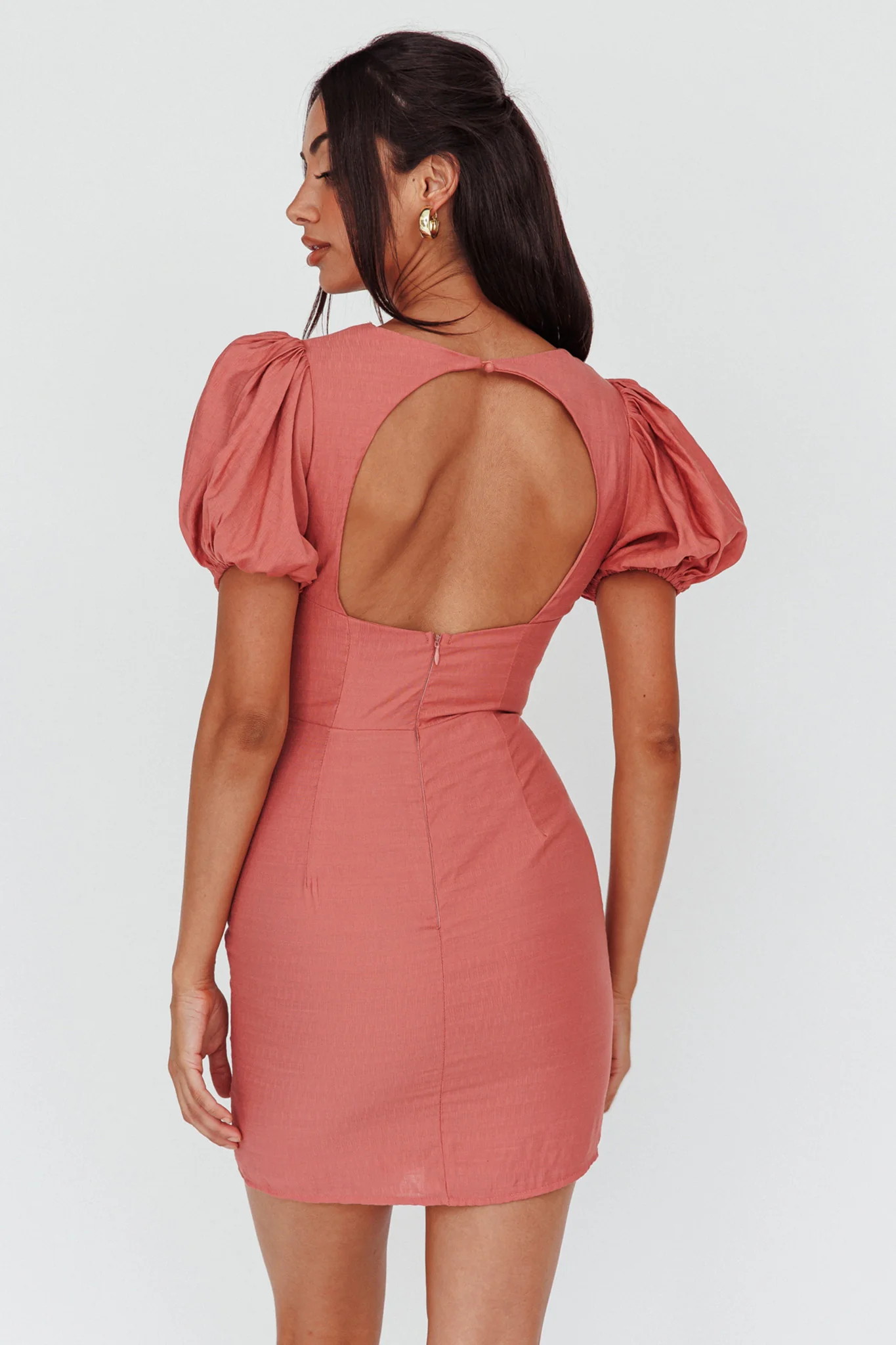 Aylina Scalloped Lace Mini Dress Rose - Seraphlike