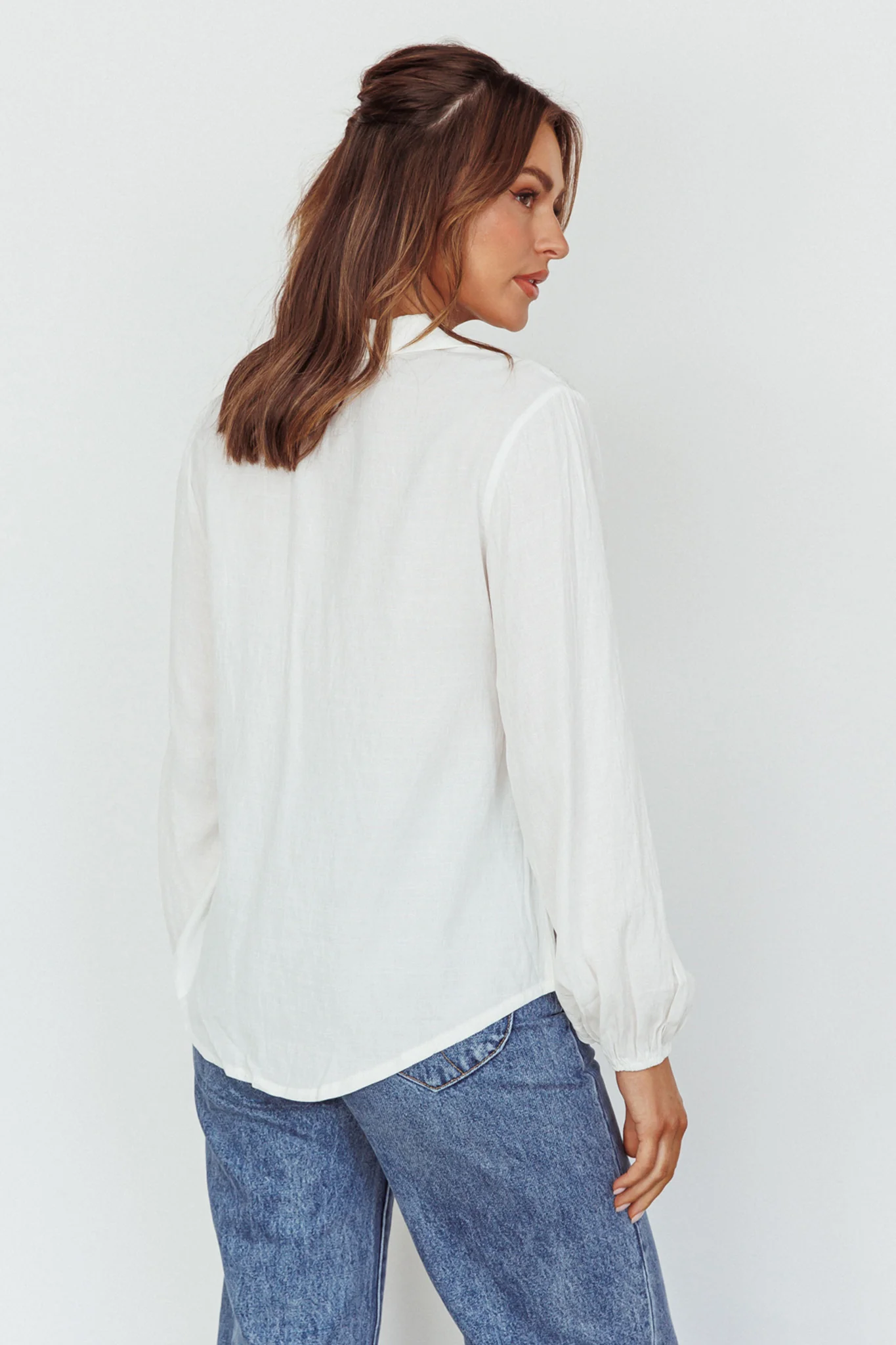 Villa Oasis Long Sleeve Button Shirt White - Seraphlike