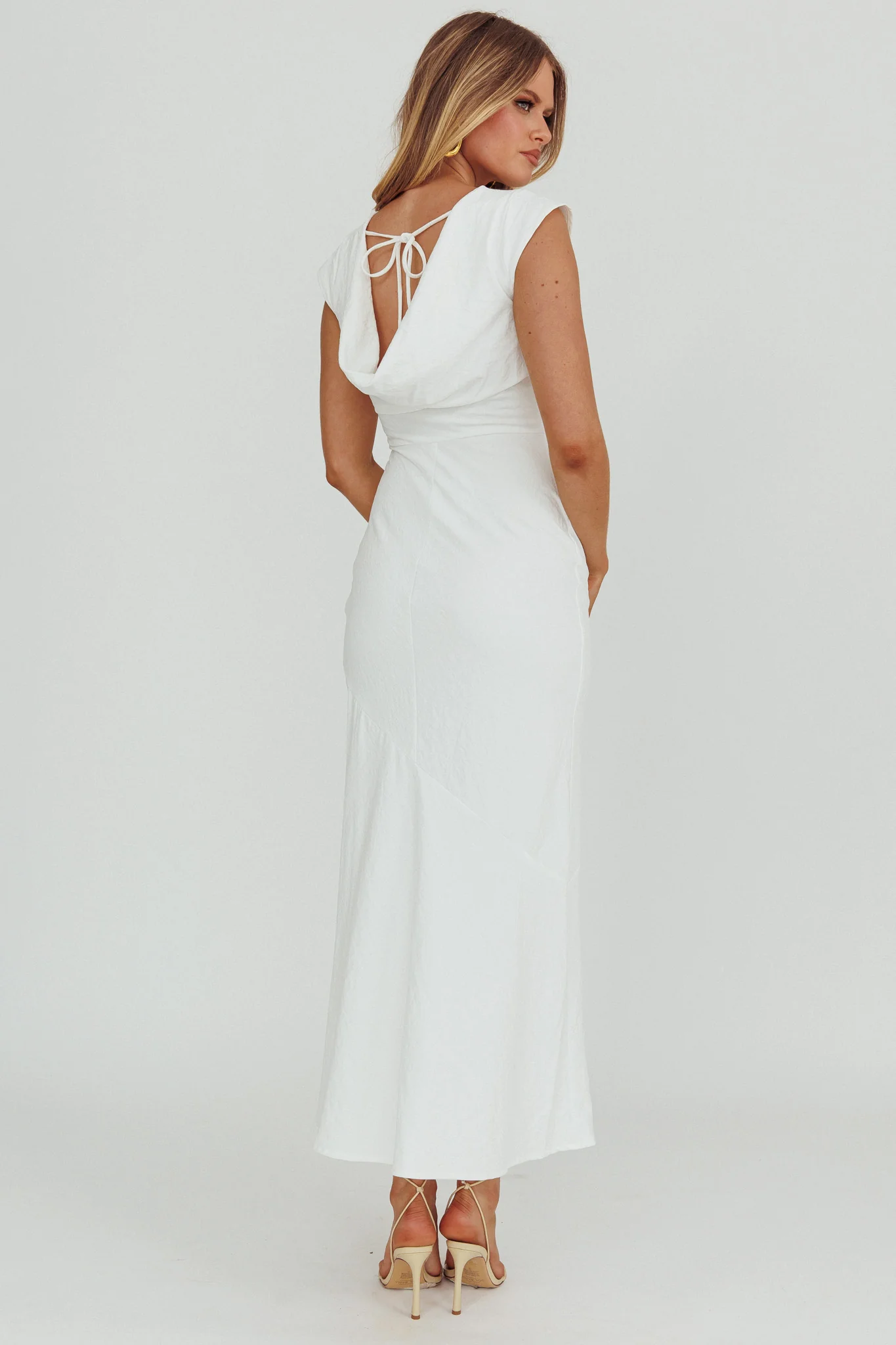 Maysa Cowl Back Maxi Dress Off White - Seraphlike