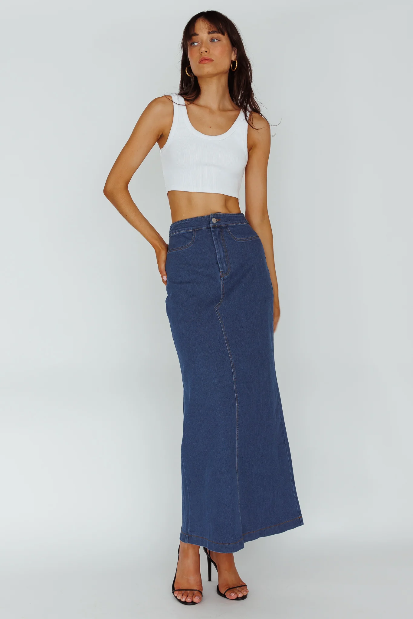 Sinead Denim Maxi Skirt Indigo - Seraphlike