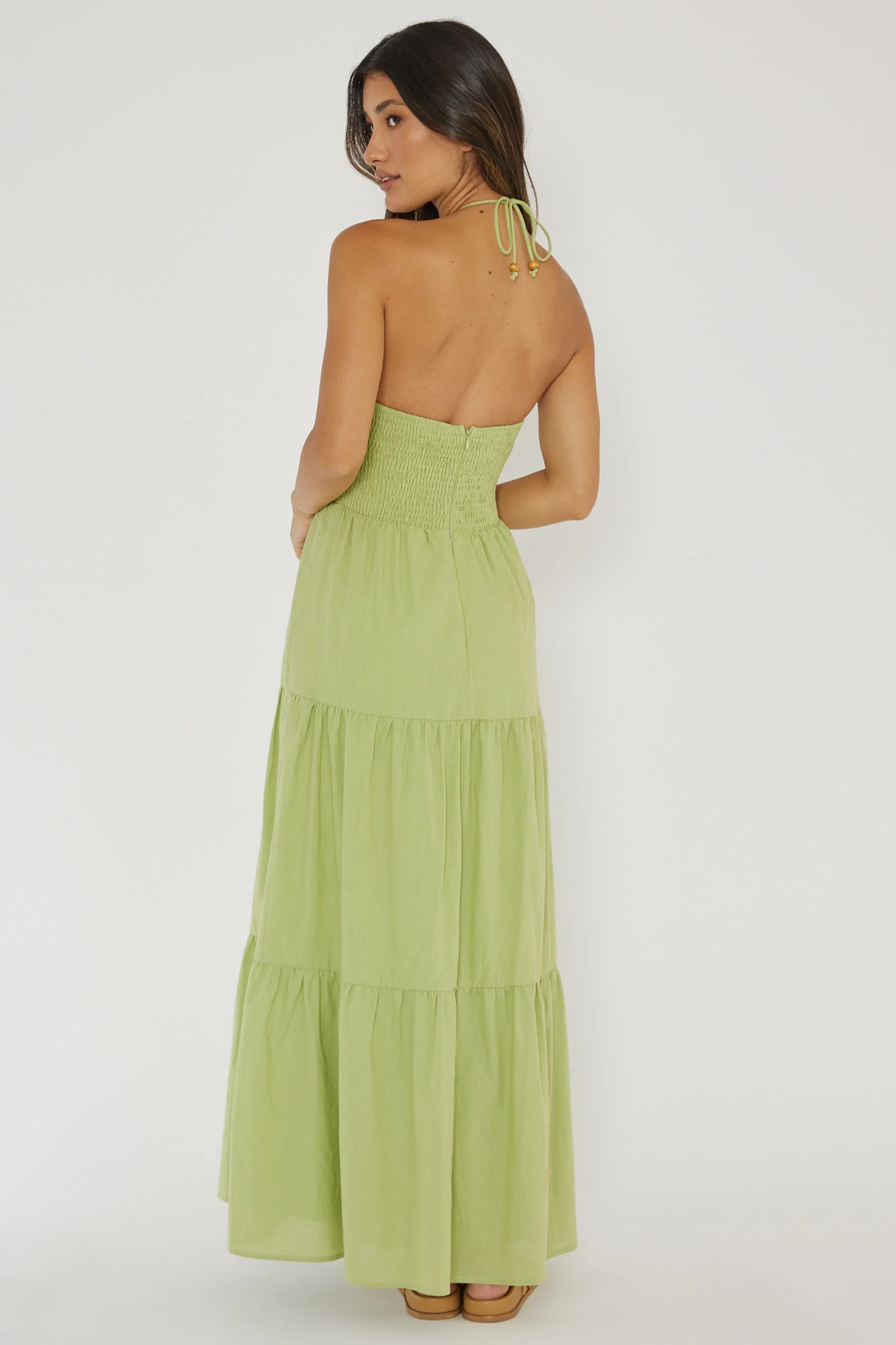Life Elixir Halterneck Embroidered Maxi Dress Green - Seraphlike