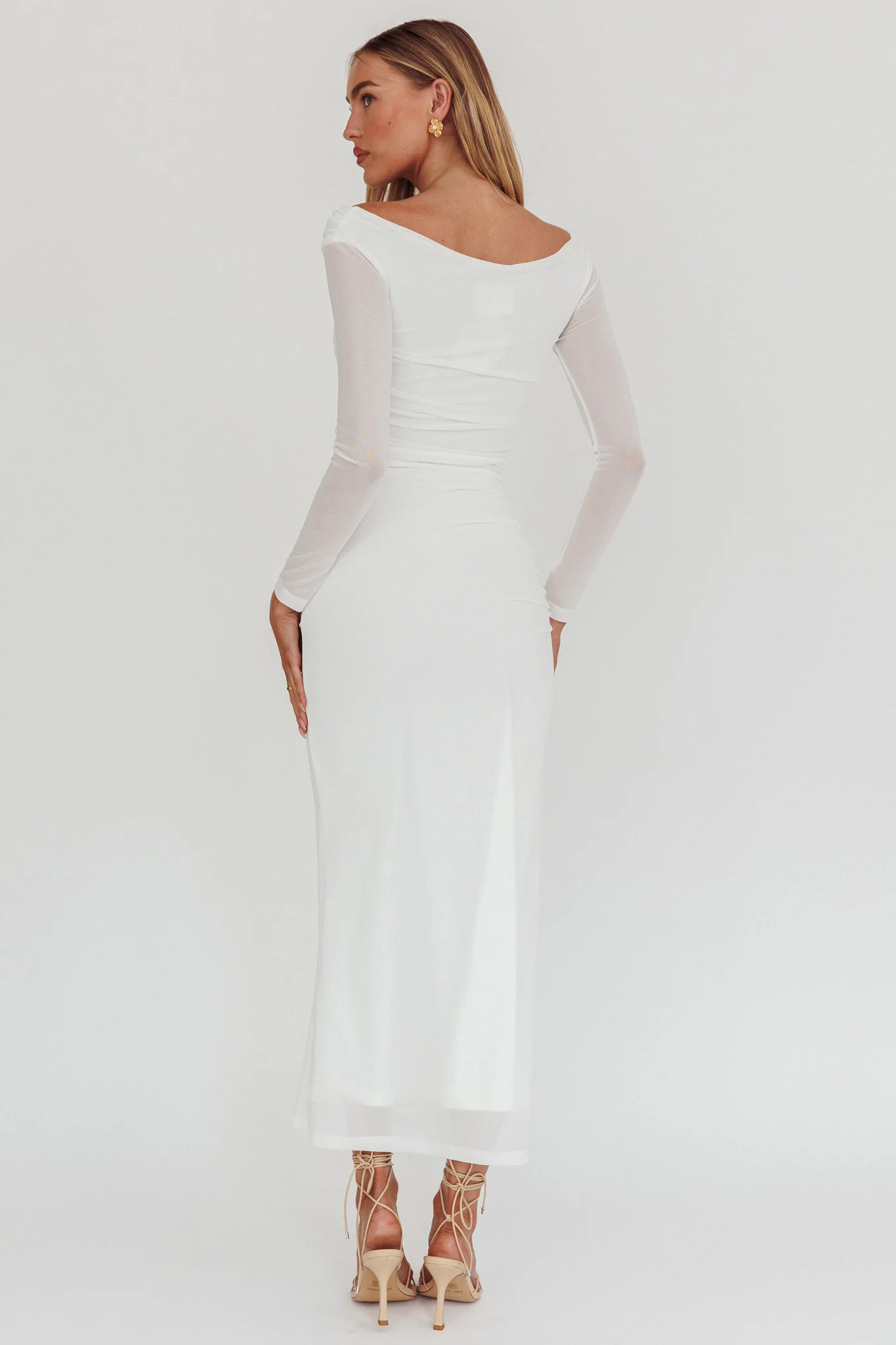 In Blooms Off Shoulder Maxi Dress Off White - Seraphlike