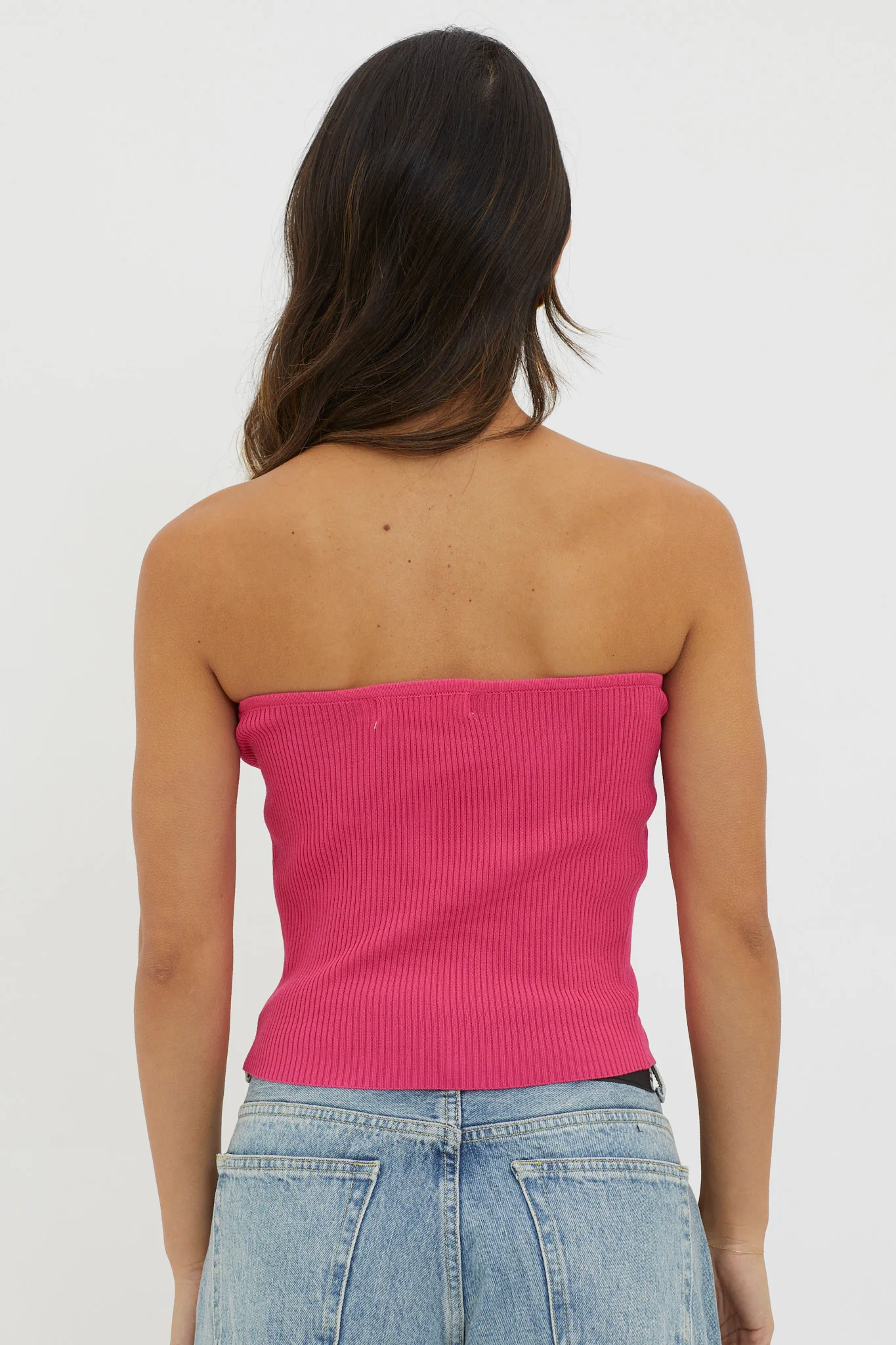 Flora Strapless Knit Top Hot Pink - Seraphlike
