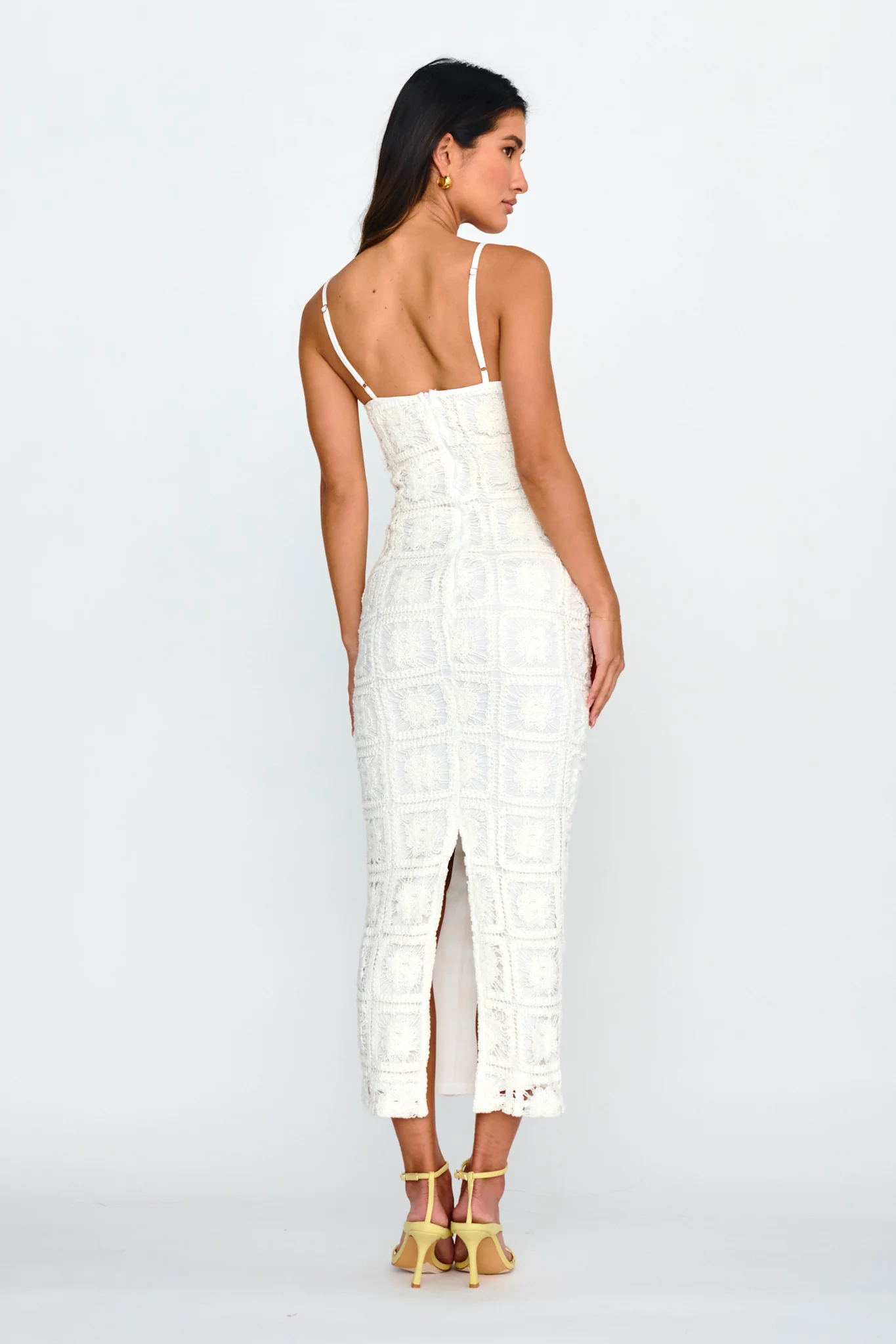 Cayman Sunset Crochet Midi Dress White - Seraphlike