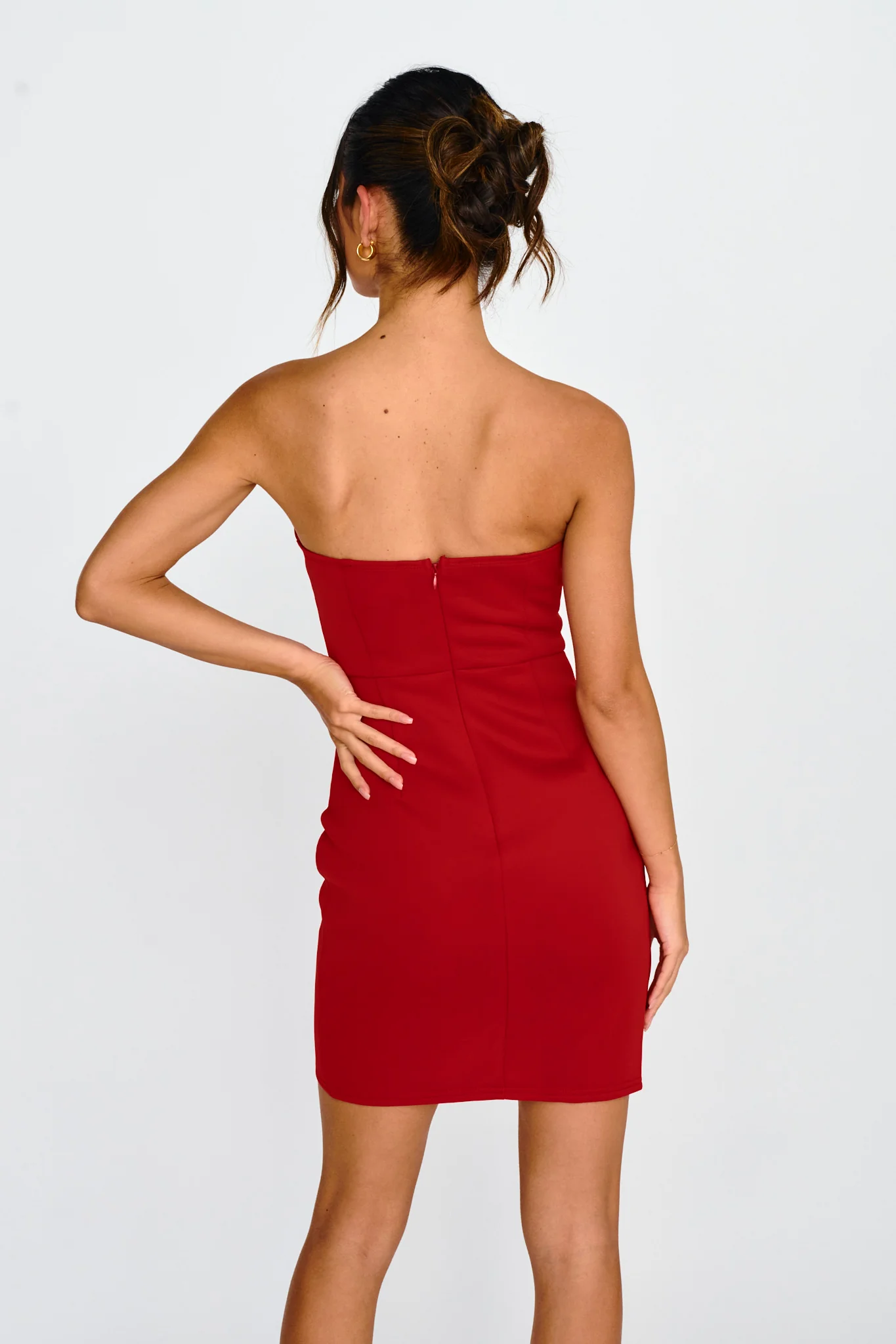 Isobel Pointed Sweetheart Neckline Mini Dress Red - Seraphlike