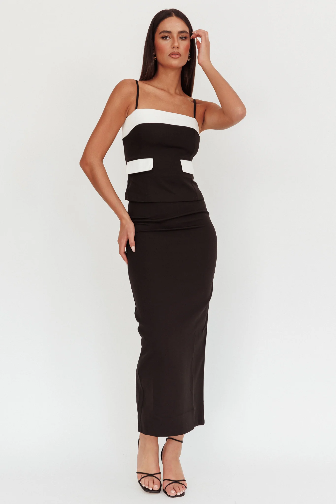 Switched On Column Maxi Skirt Black - Seraphlike