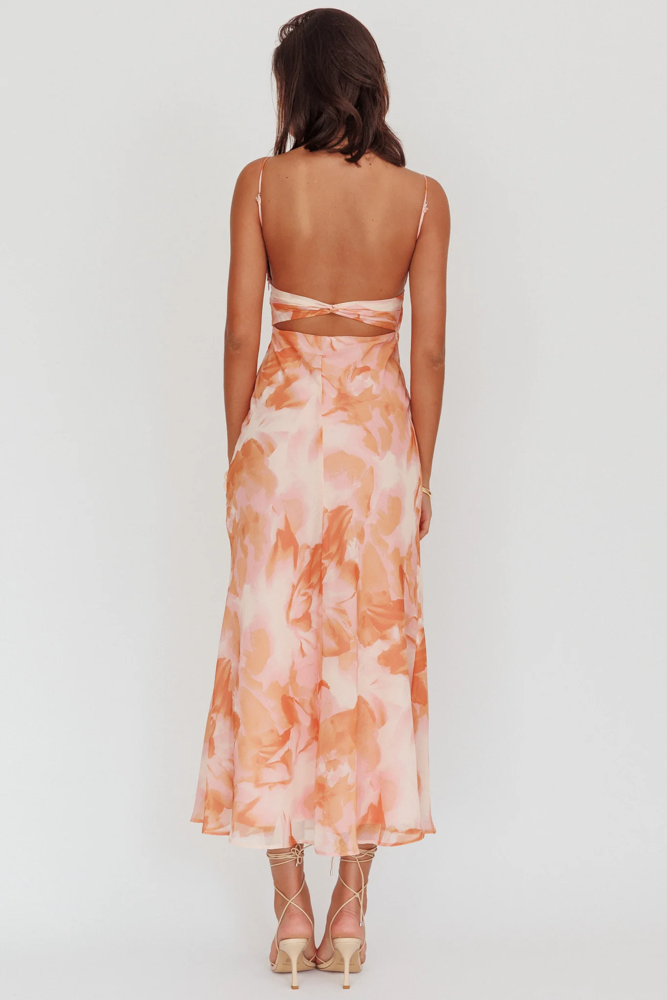 Nerida Low Back Twist Maxi Dress Orange - Seraphlike