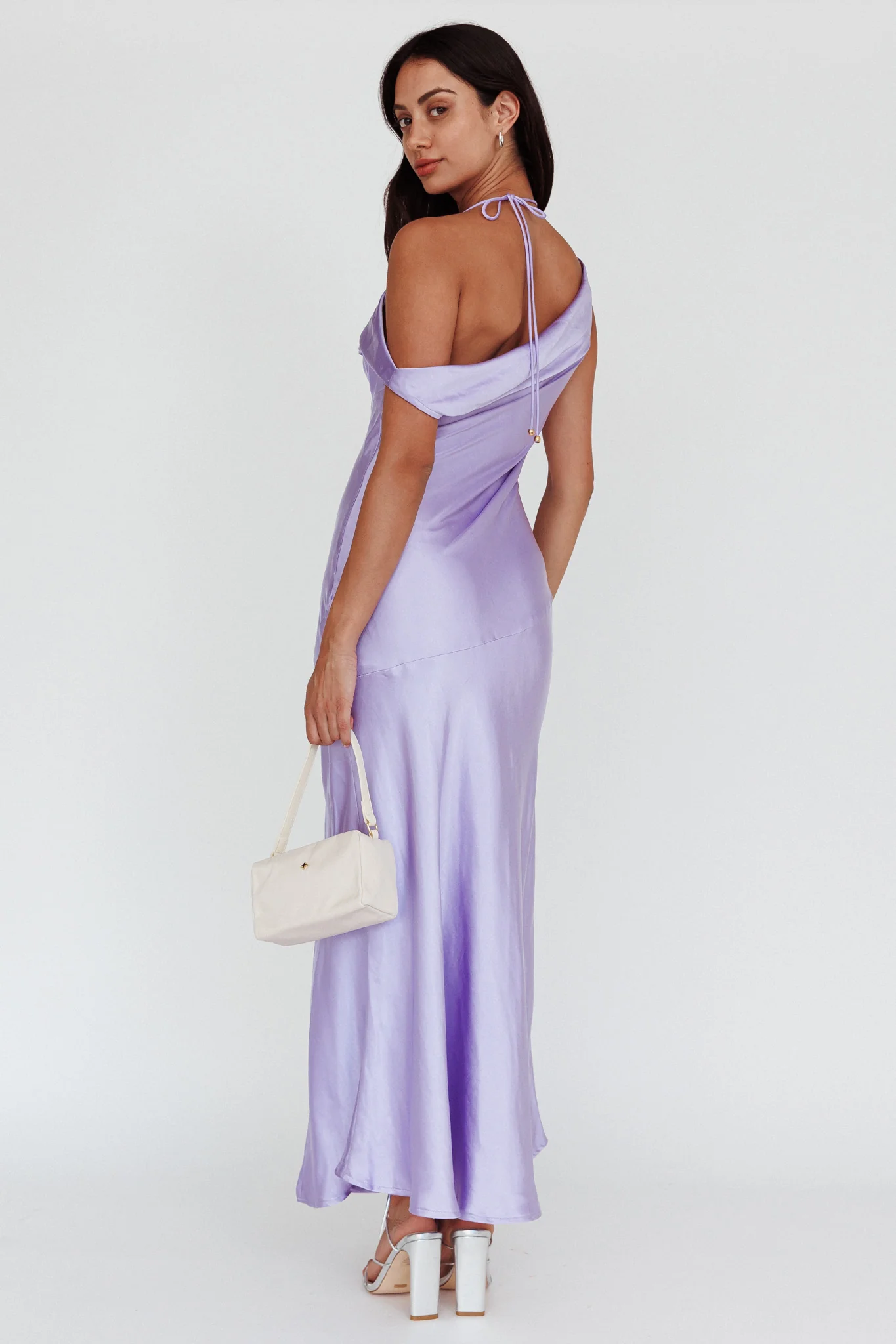 Etienne Off-Shoulder Halter Midi Dress Lilac - Seraphlike