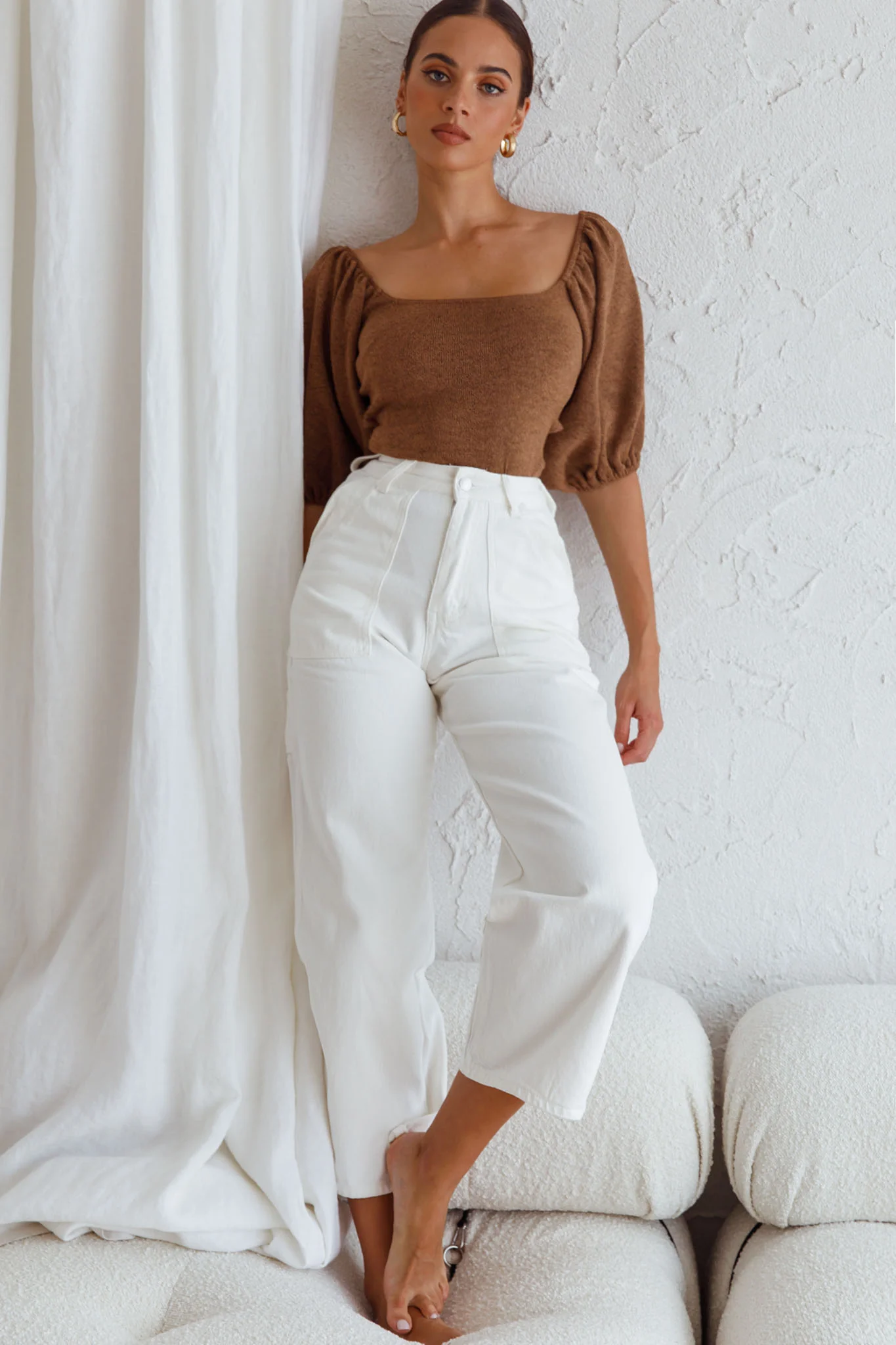 Maddi Tied Back Bodysuit Mocha - Seraphlike