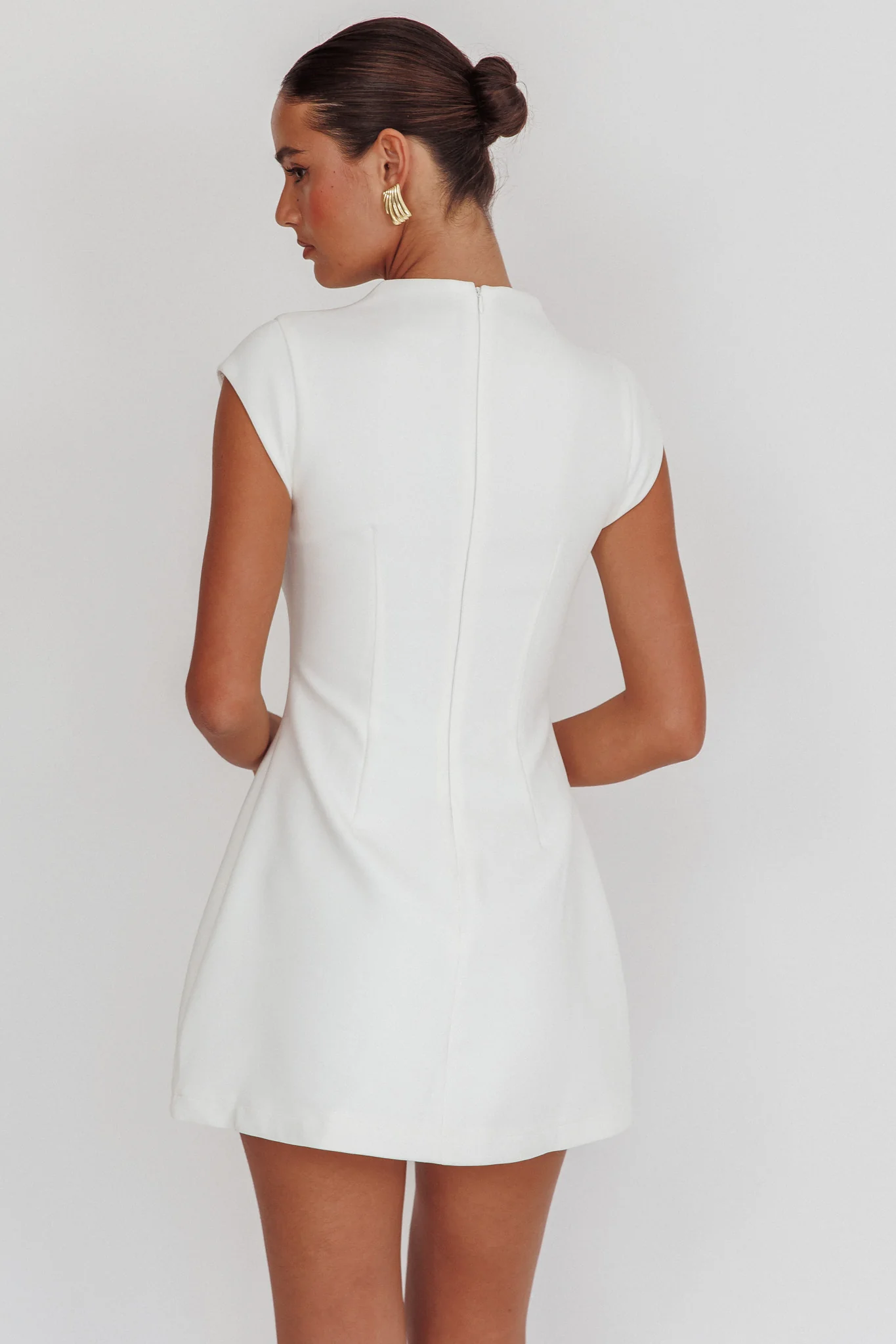 Aristos Cap Sleeve Mini Dress Off White - Seraphlike