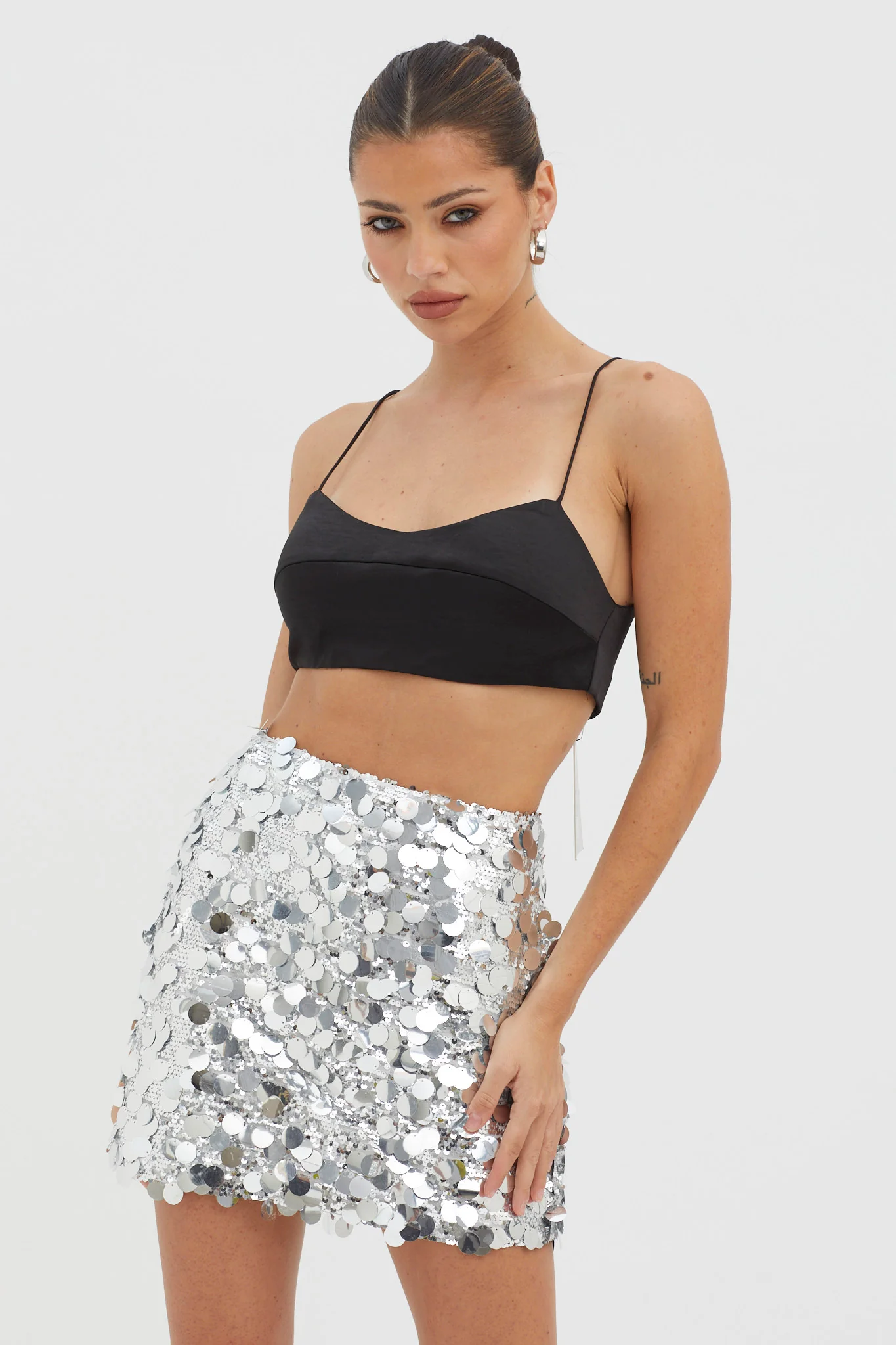 Gin Fizz Sequin Mini Skirt Silver - Seraphlike